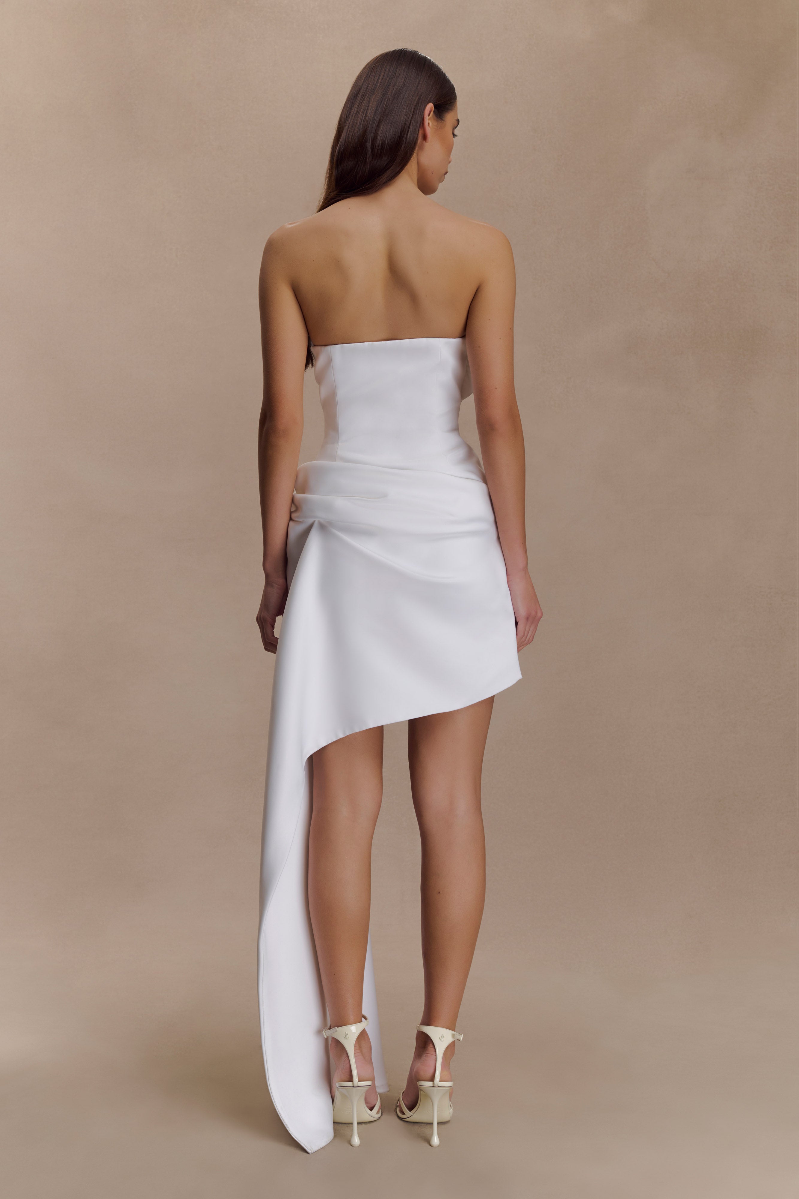Evianna Strapless Gathered Mini Dress - White