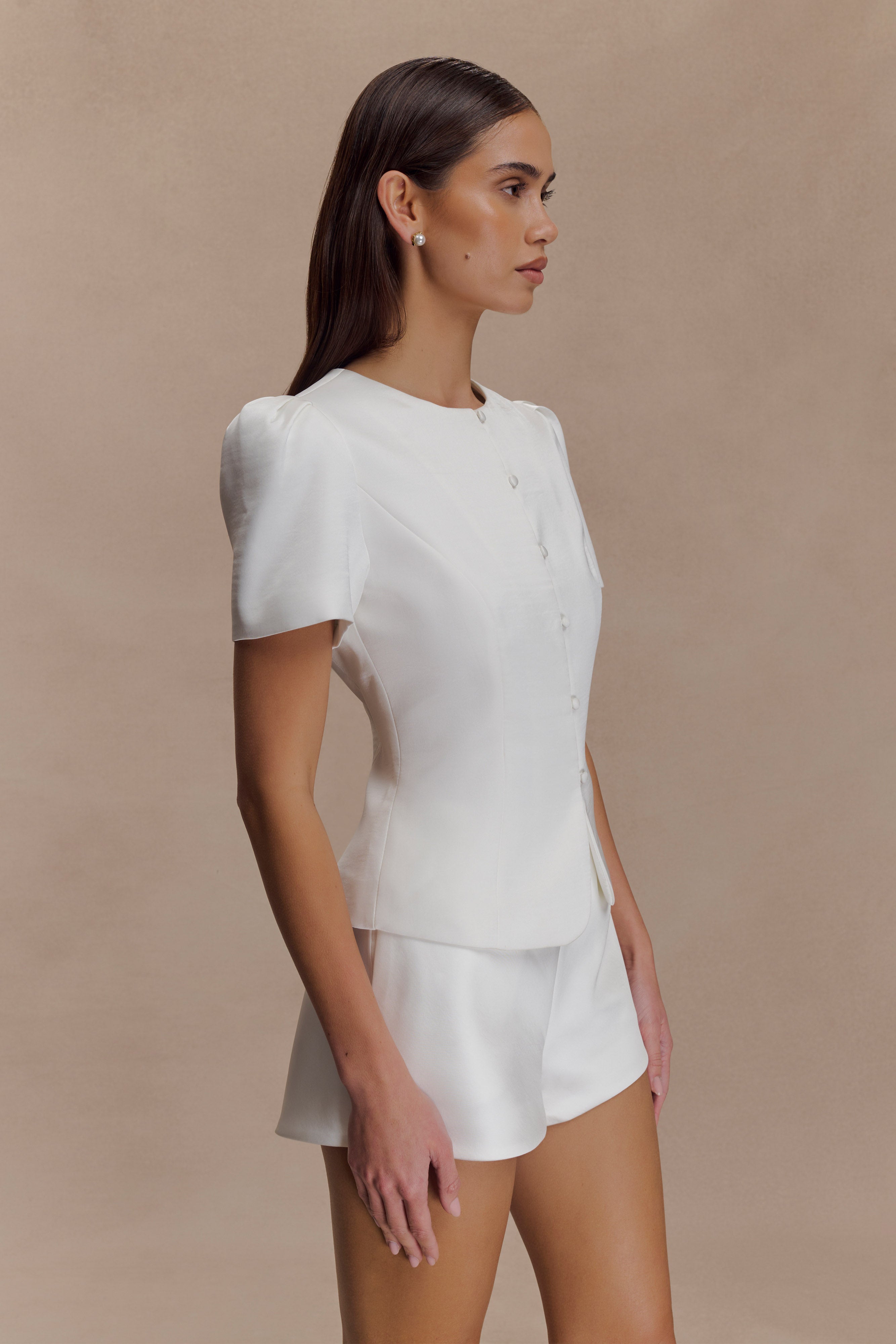 Anne Satin Mini Short - White