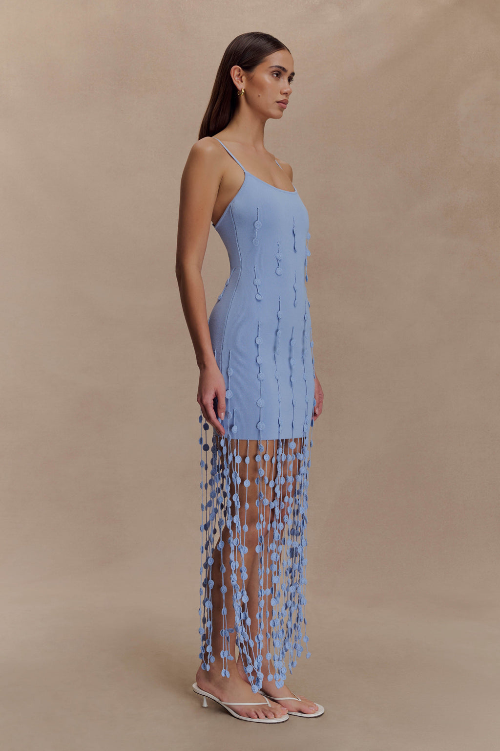Tove Hand Knit Flower Mini Dress - Blue