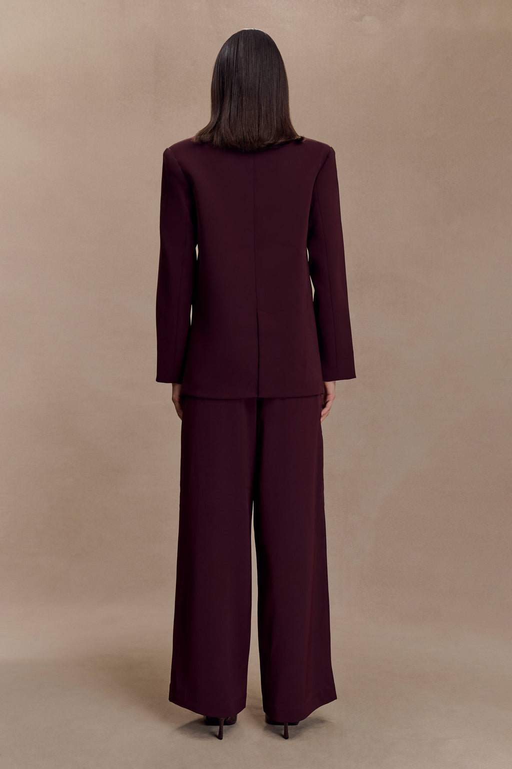 Arlo Wide Leg Suiting Trouser - Mahogany