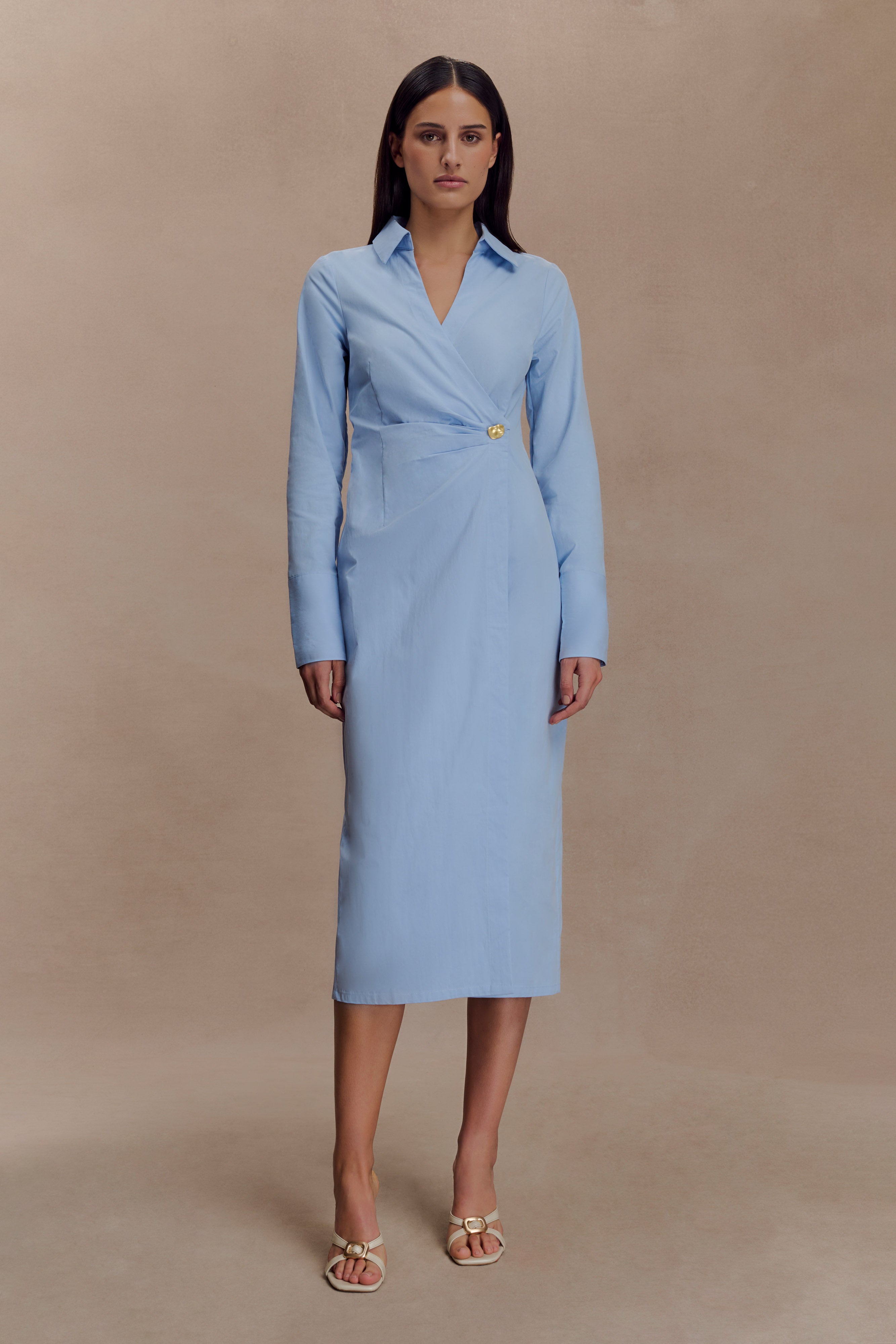 Mikaila Asymmetric Shirt Dress - Blue