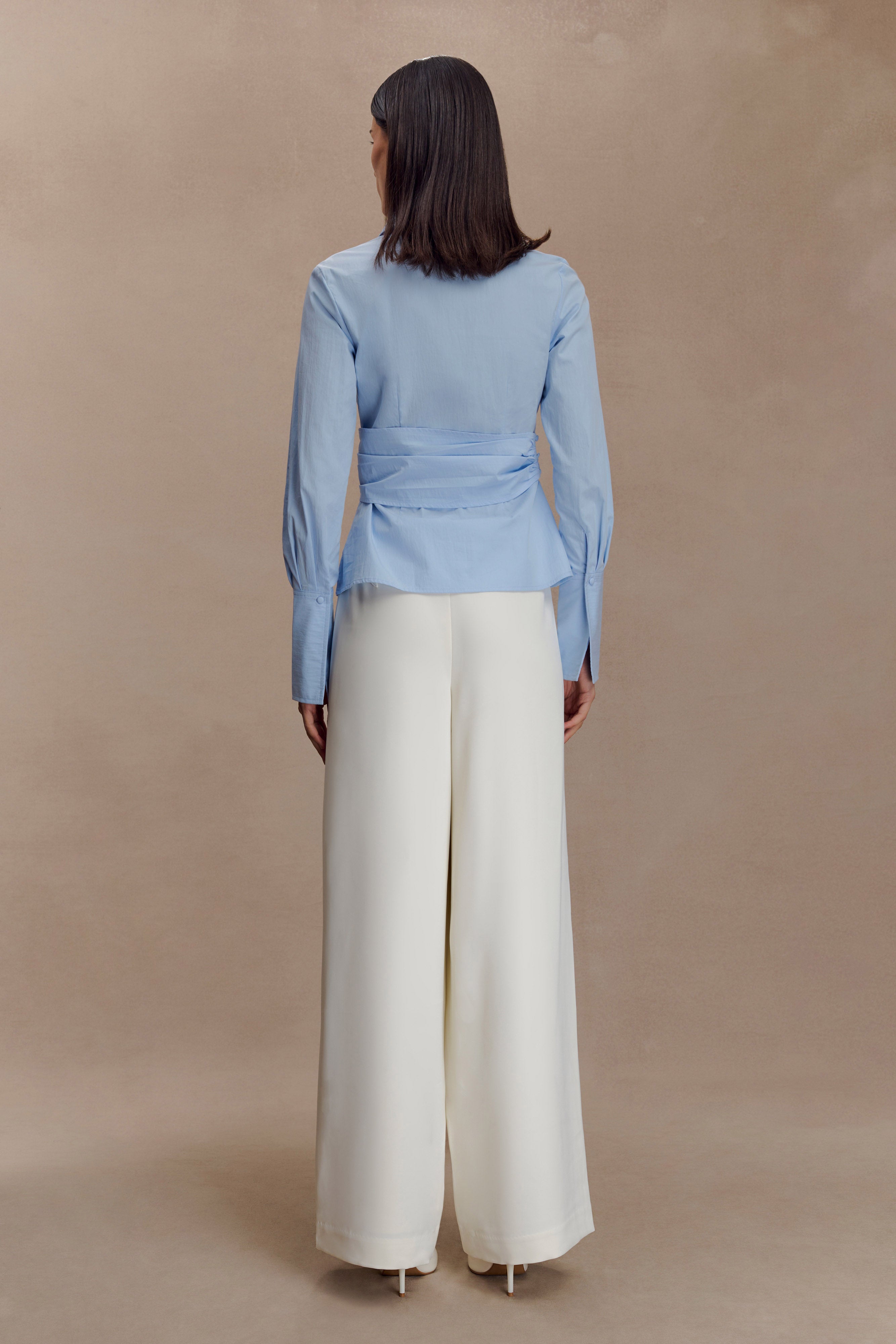 Eugenia Wrap Cotton Shirt - Blue