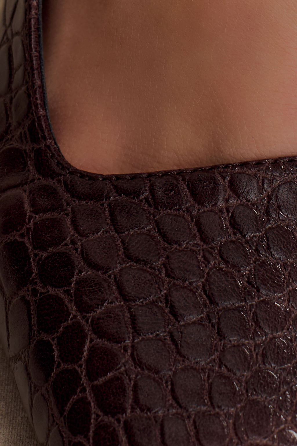 Maren Faux Leather Crocodile Heel - Chocolate