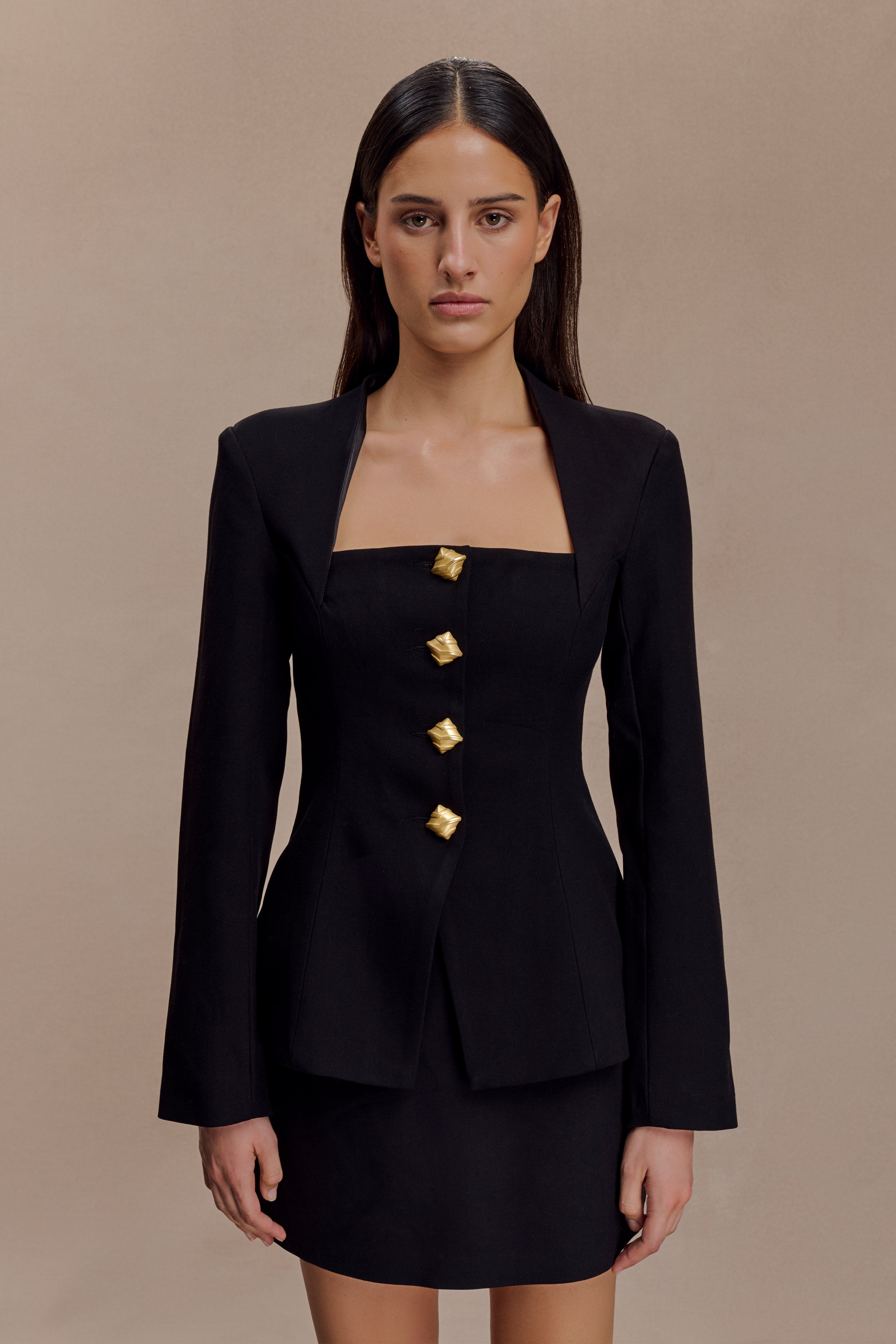 Christel Suiting Fitted Blazer - Black