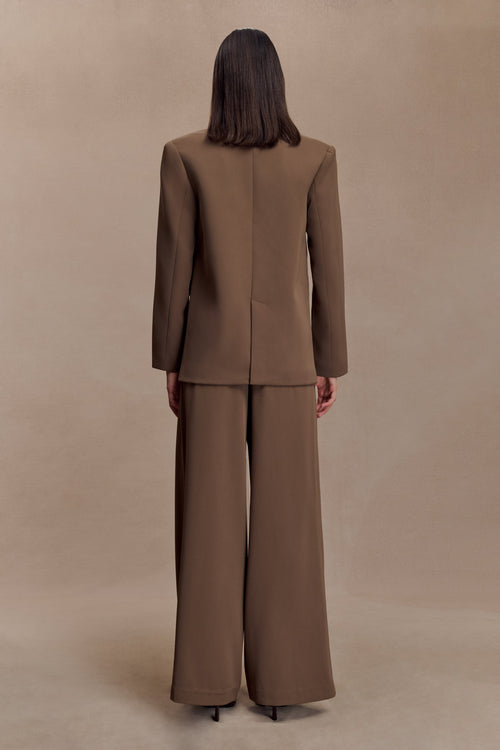 Arlo Wide Leg Suiting Trouser - Cacao Brown