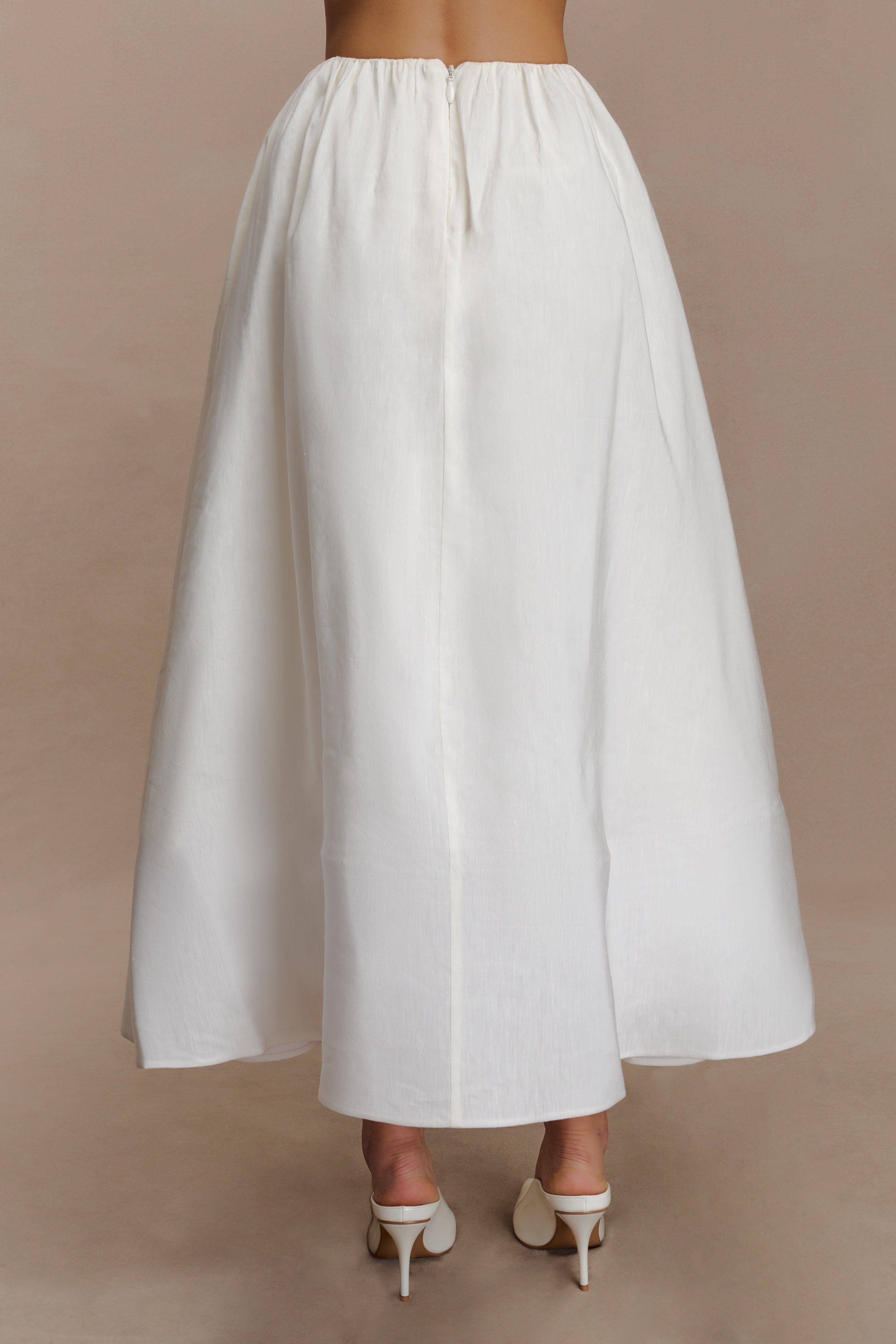 Greta Gathered Maxi Skirt - White