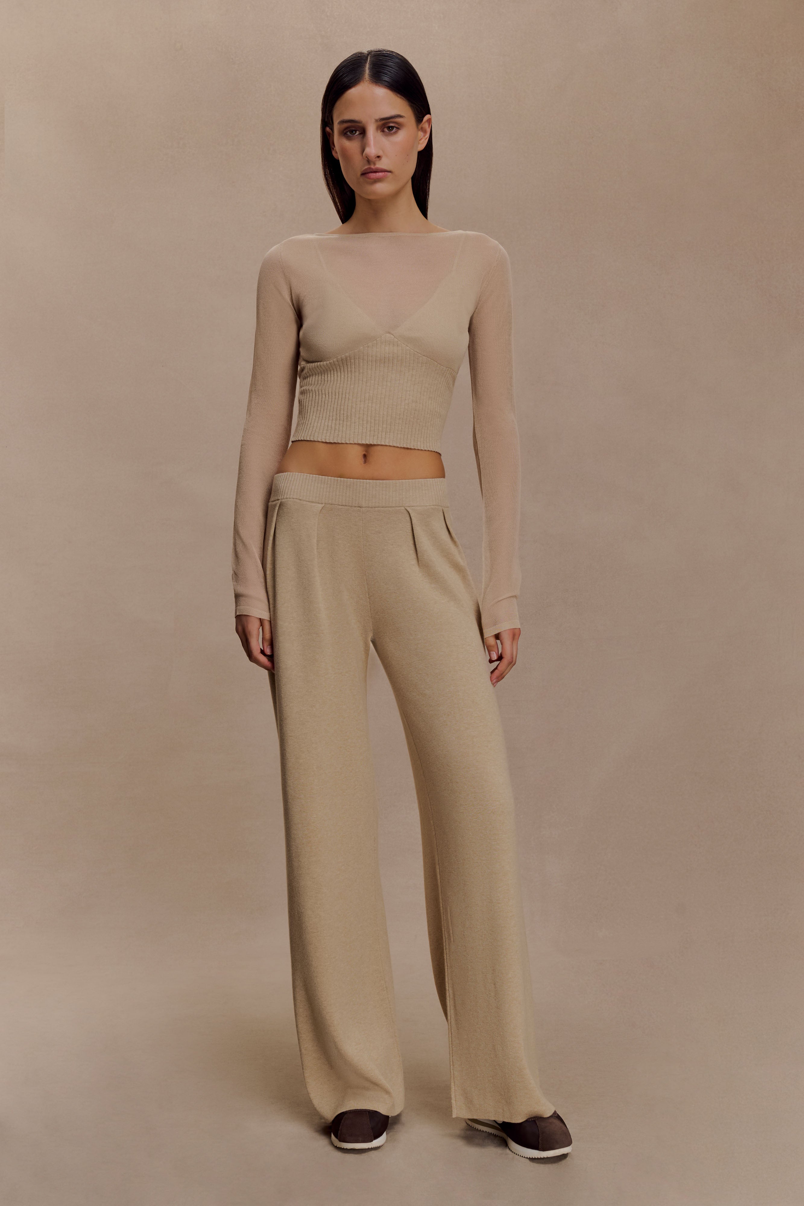 Brionee Silk Blend Knit Top - Sand