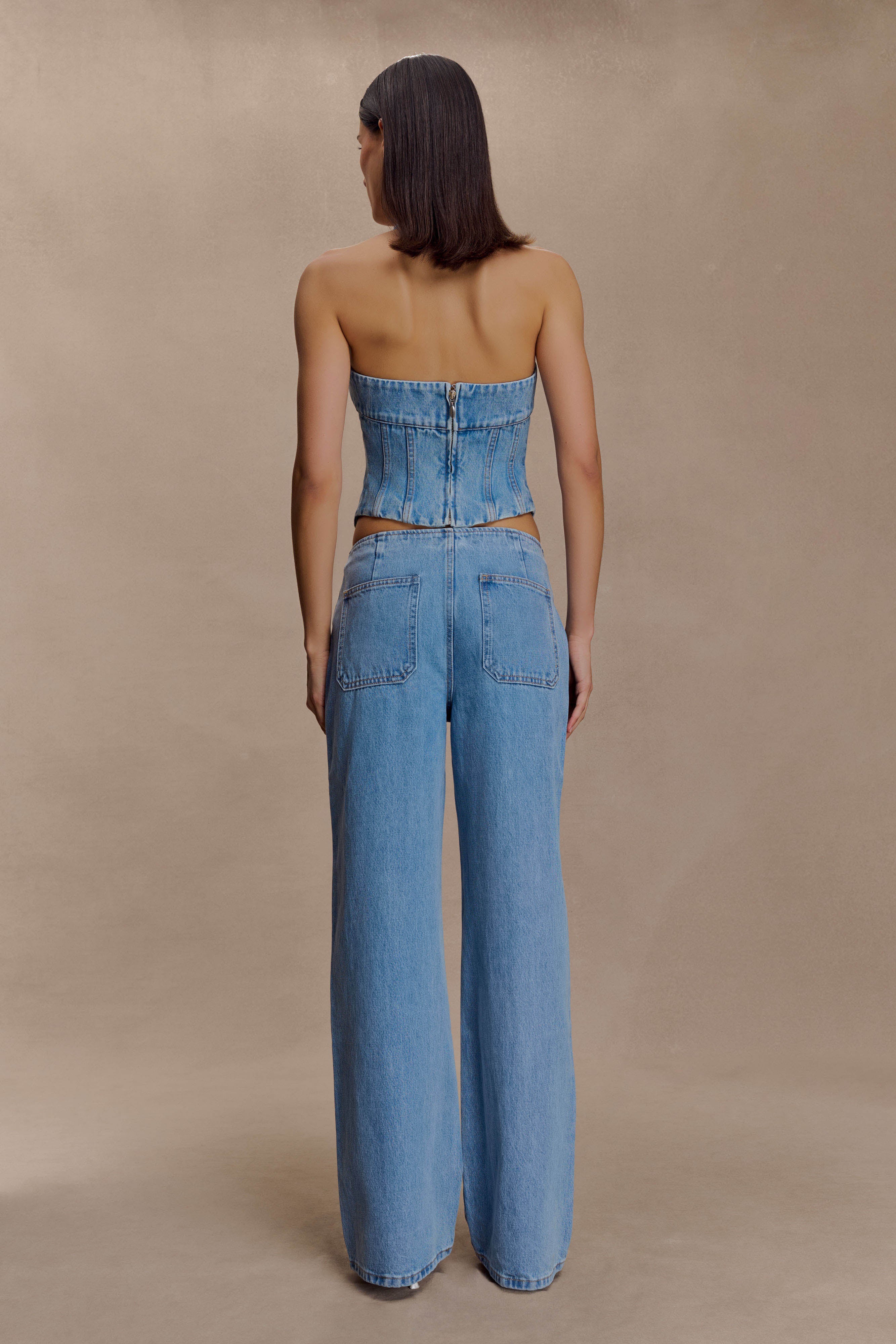 Meadow Denim Corset Halter Top - Classic Blue
