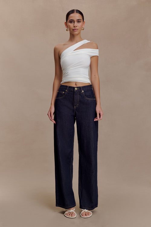 Anna One Shoulder Modal Top - White