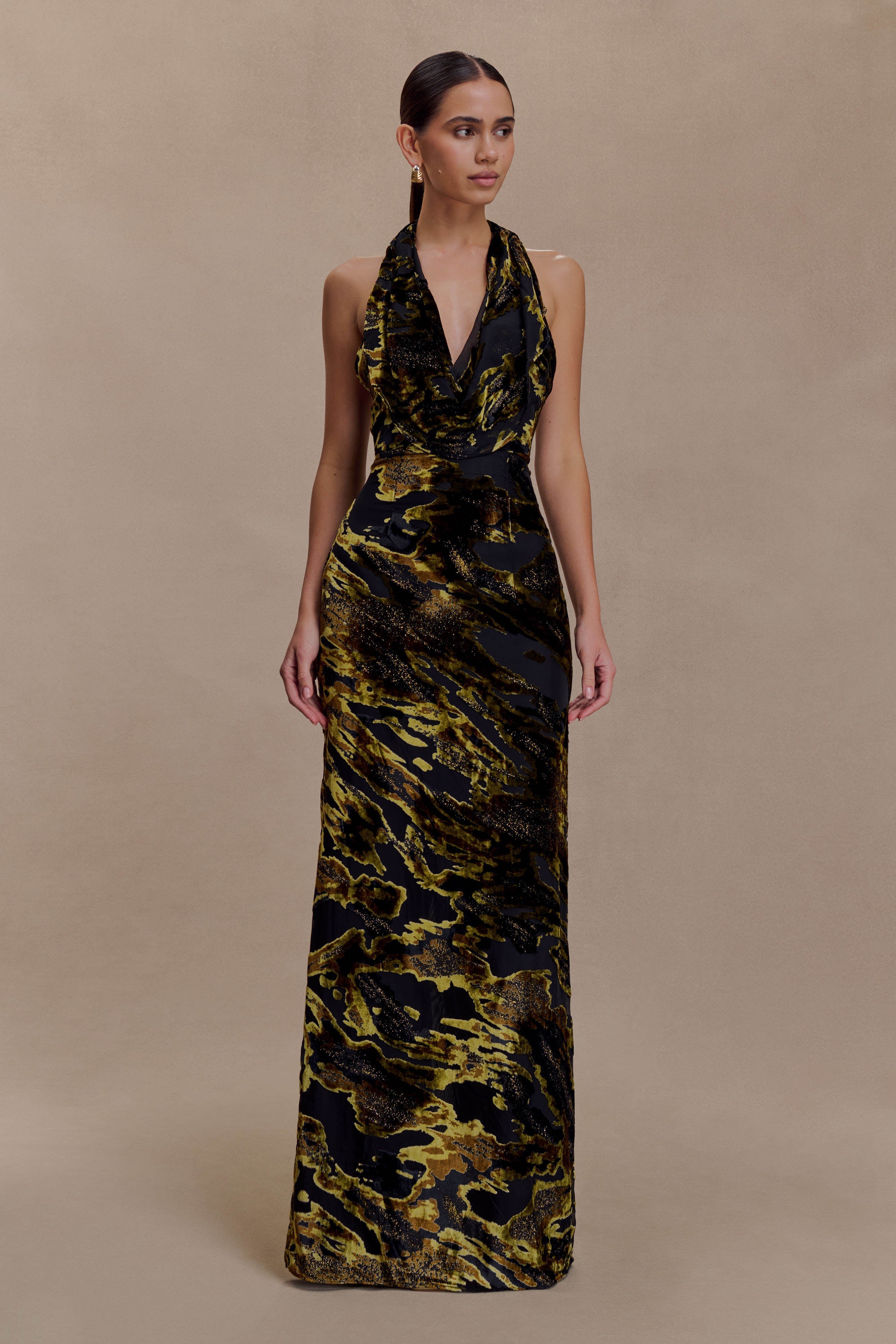 Talila Cowl Front Maxi Dress - Velvet Burnout