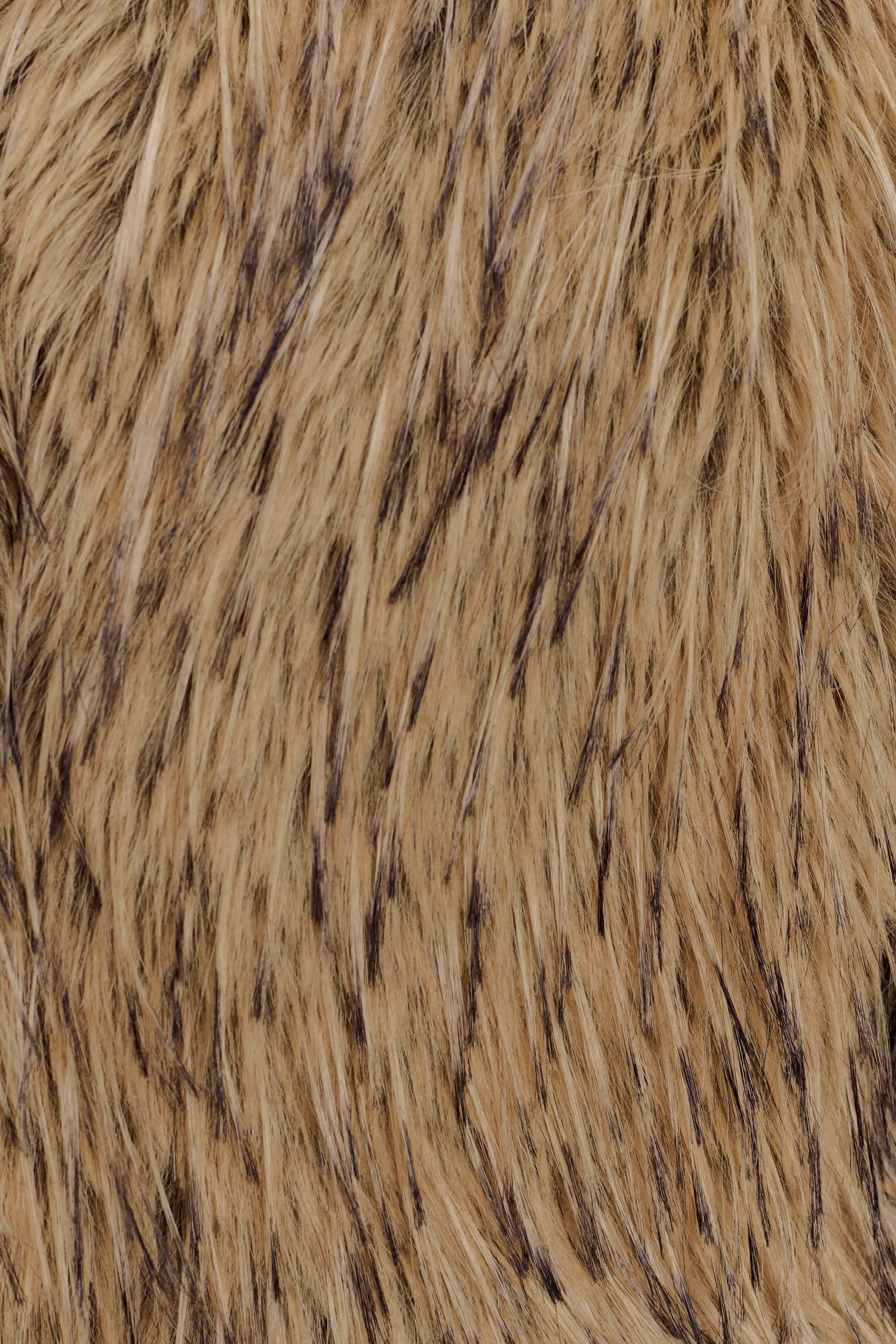 Ottie Mongolian Faux Fur Cropped Jacket - Brown Multi