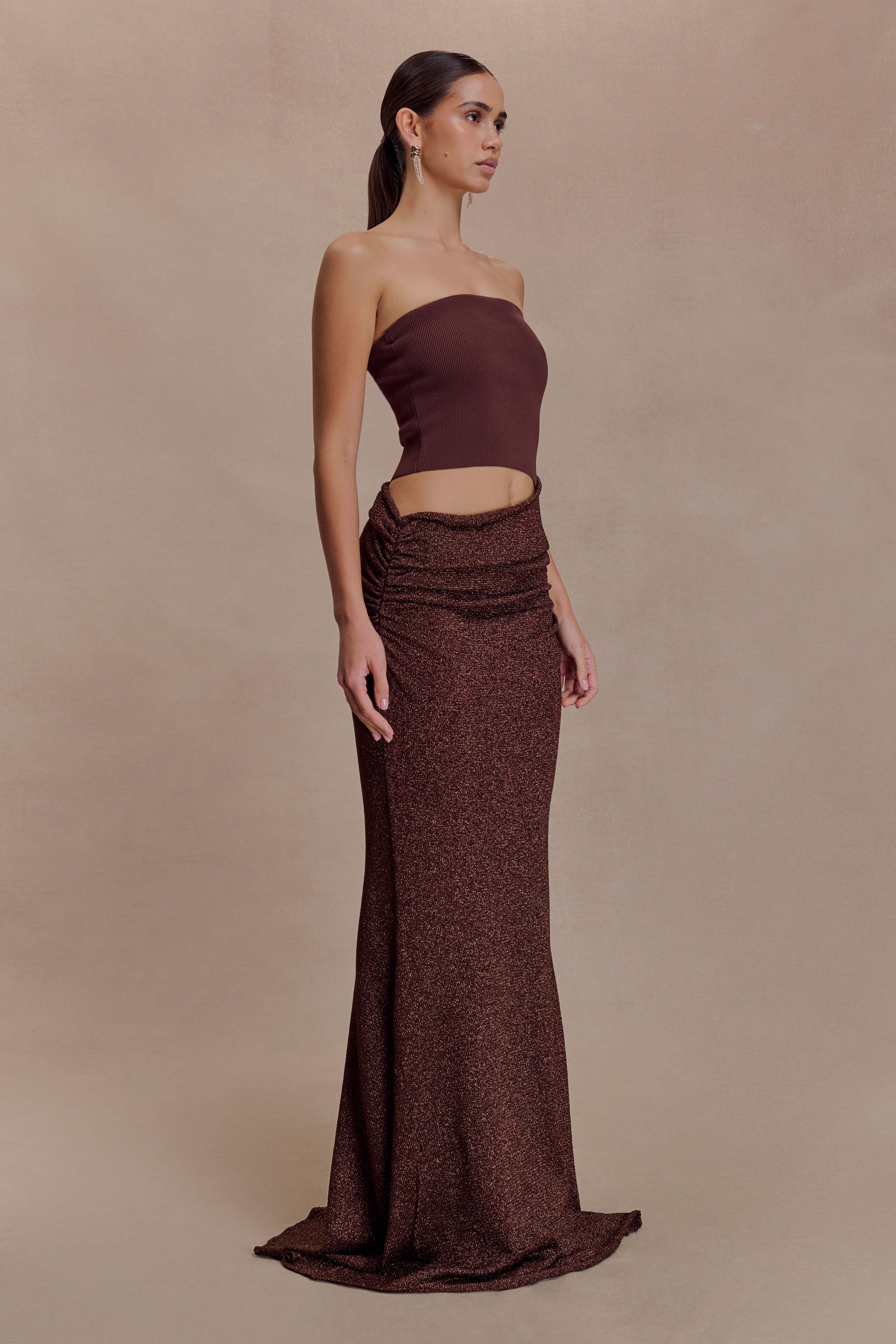 Jasiel Strapless Knit Maxi Dress - Chocolate