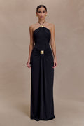 Quincy Halter Maxi Dress With Hardware - Black