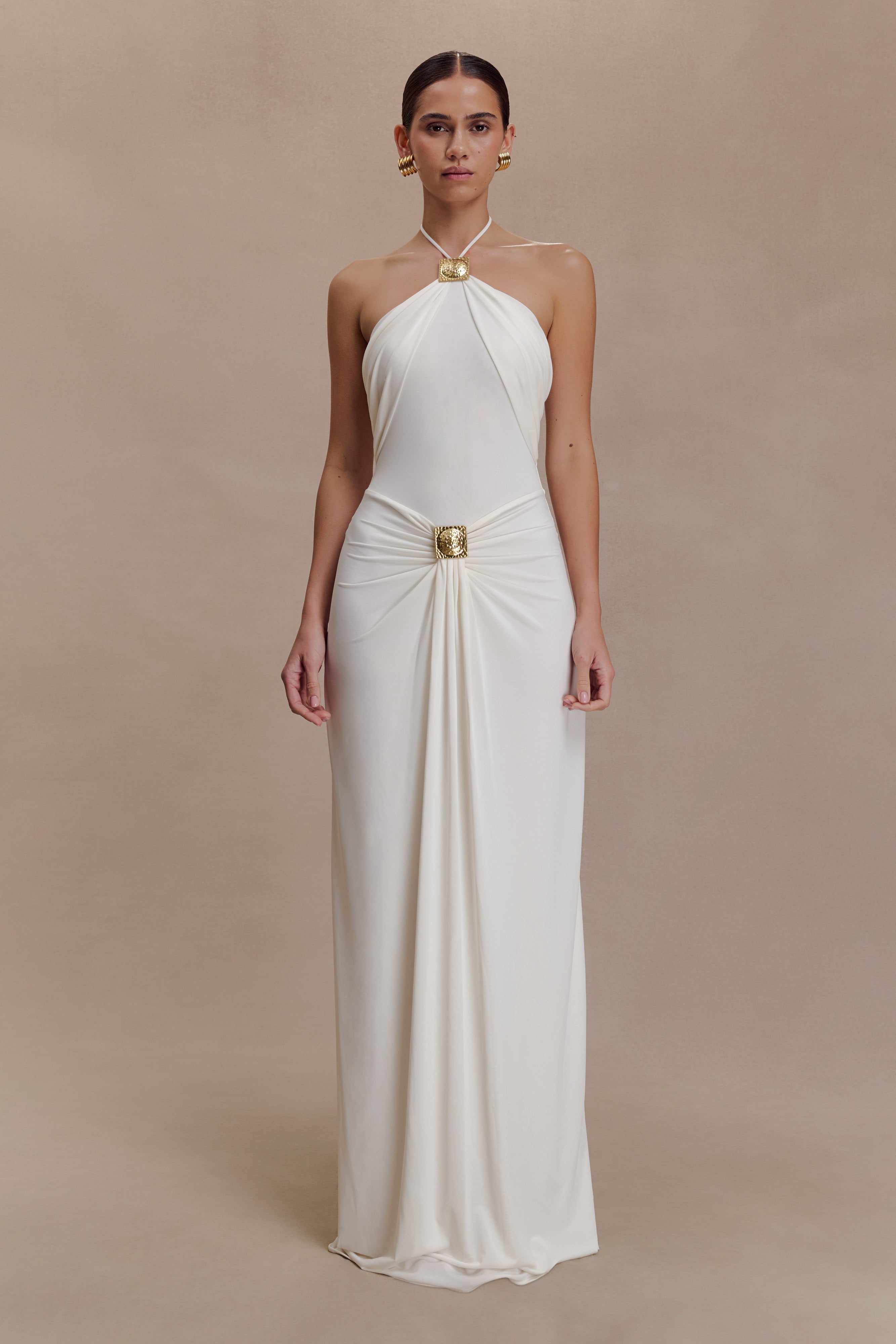 Quincy Halter Maxi Dress With Hardware - Ivory