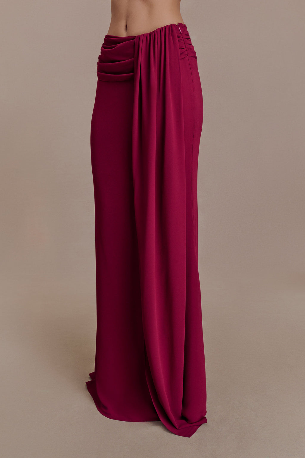 Celina Chiffon Overlay Maxi Skirt - Cherry Red
