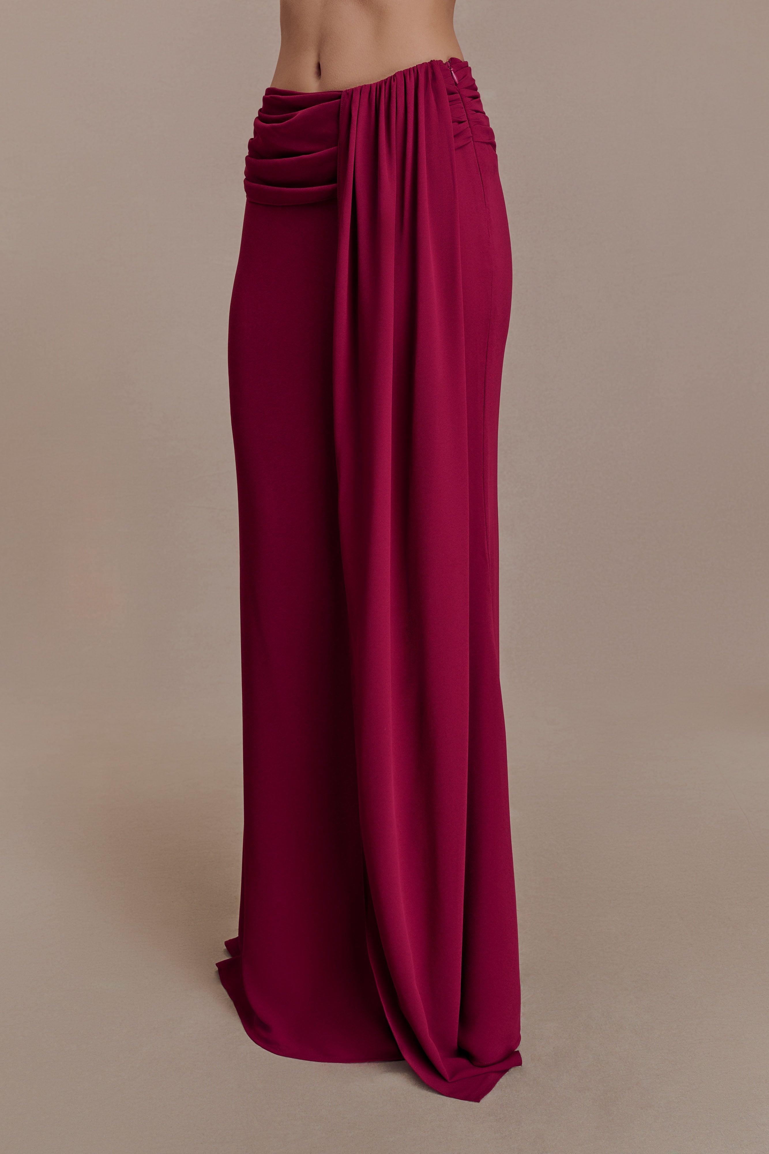 Celina Chiffon Overlay Maxi Skirt - Cherry Red