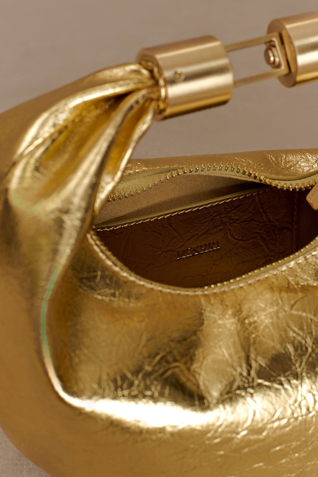 Bristol Mini Croissant Leather Bag - Gold