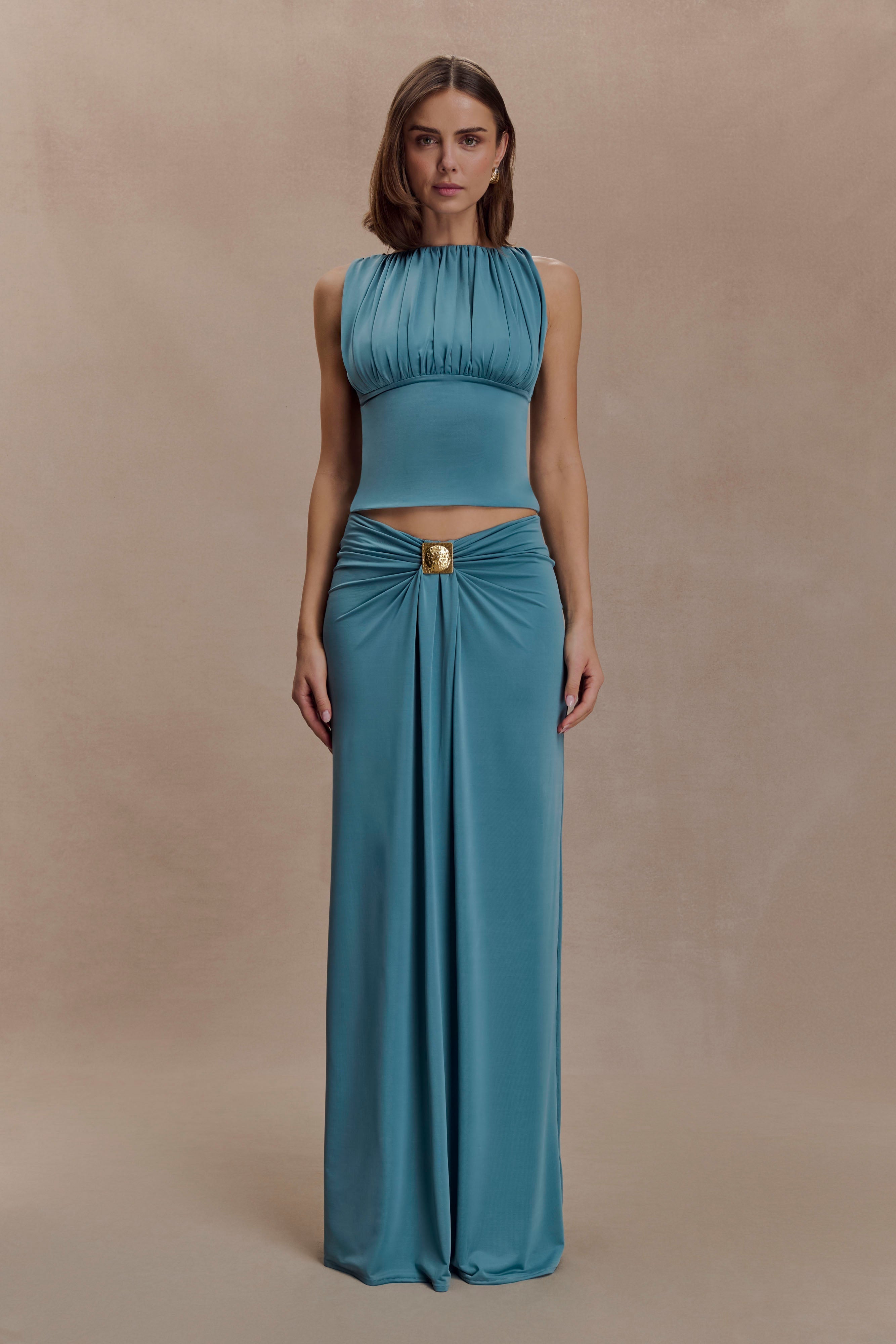 Erina Slinky Open Back Top - Teal