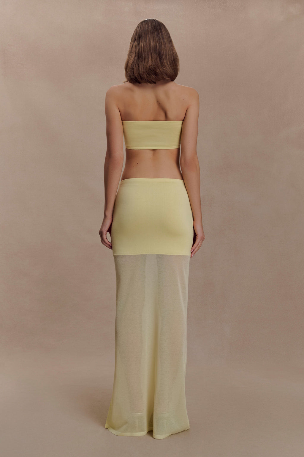 Tanyel Sheer And Bandage Knit Maxi Skirt - Lemon