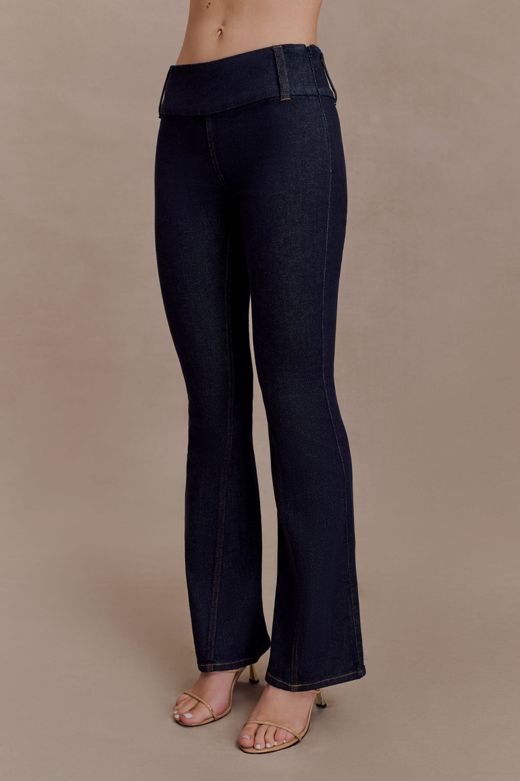 Shelly Flared Denim Jeans - Washed Indigo Blue