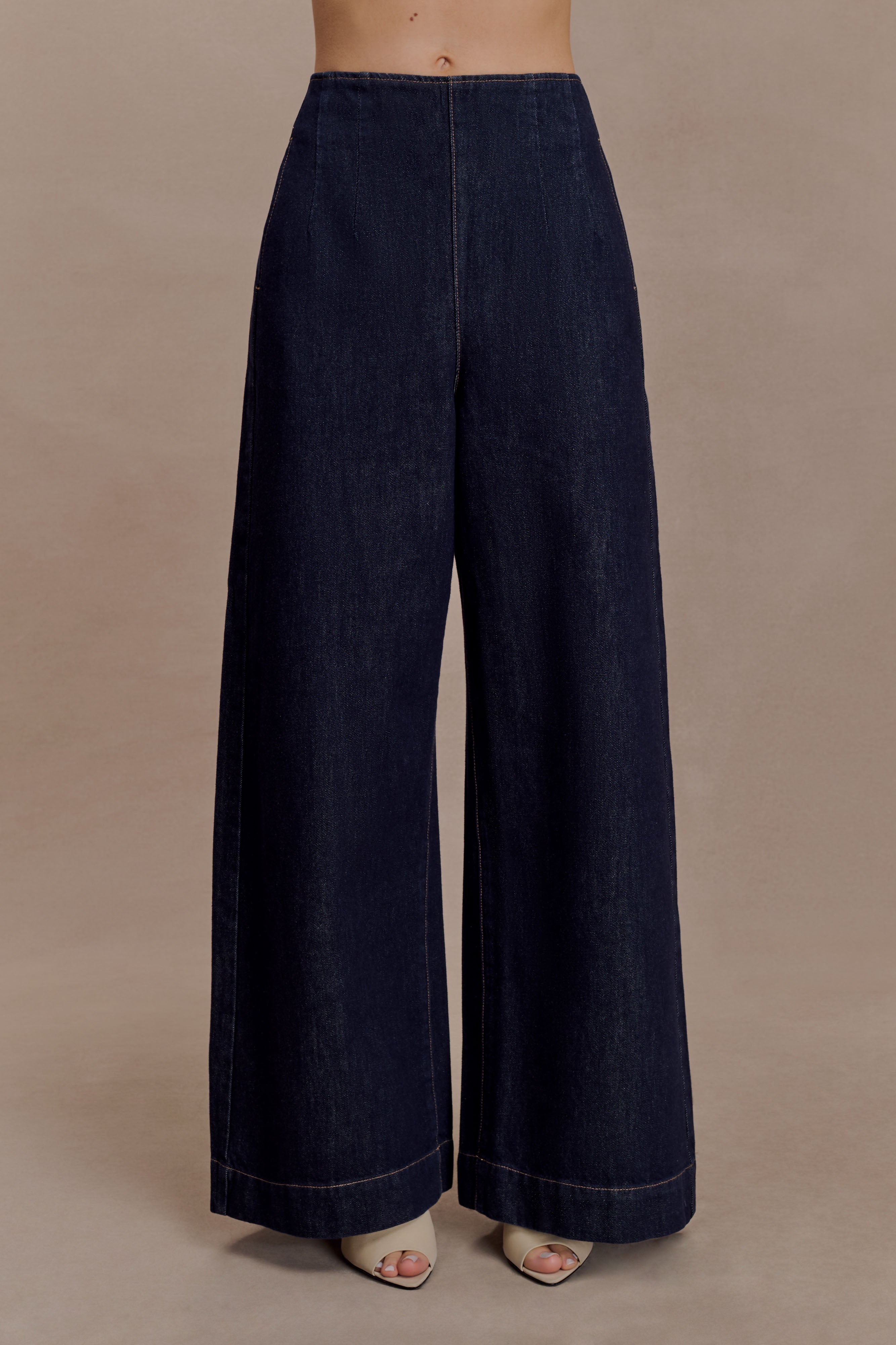 Maral High Waisted Dart Jeans - Washed Indigo Blue