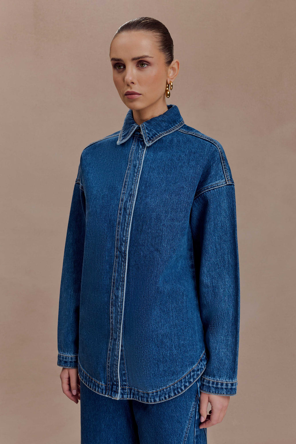 Lioda Oversized Denim Shirt - Dark Blue