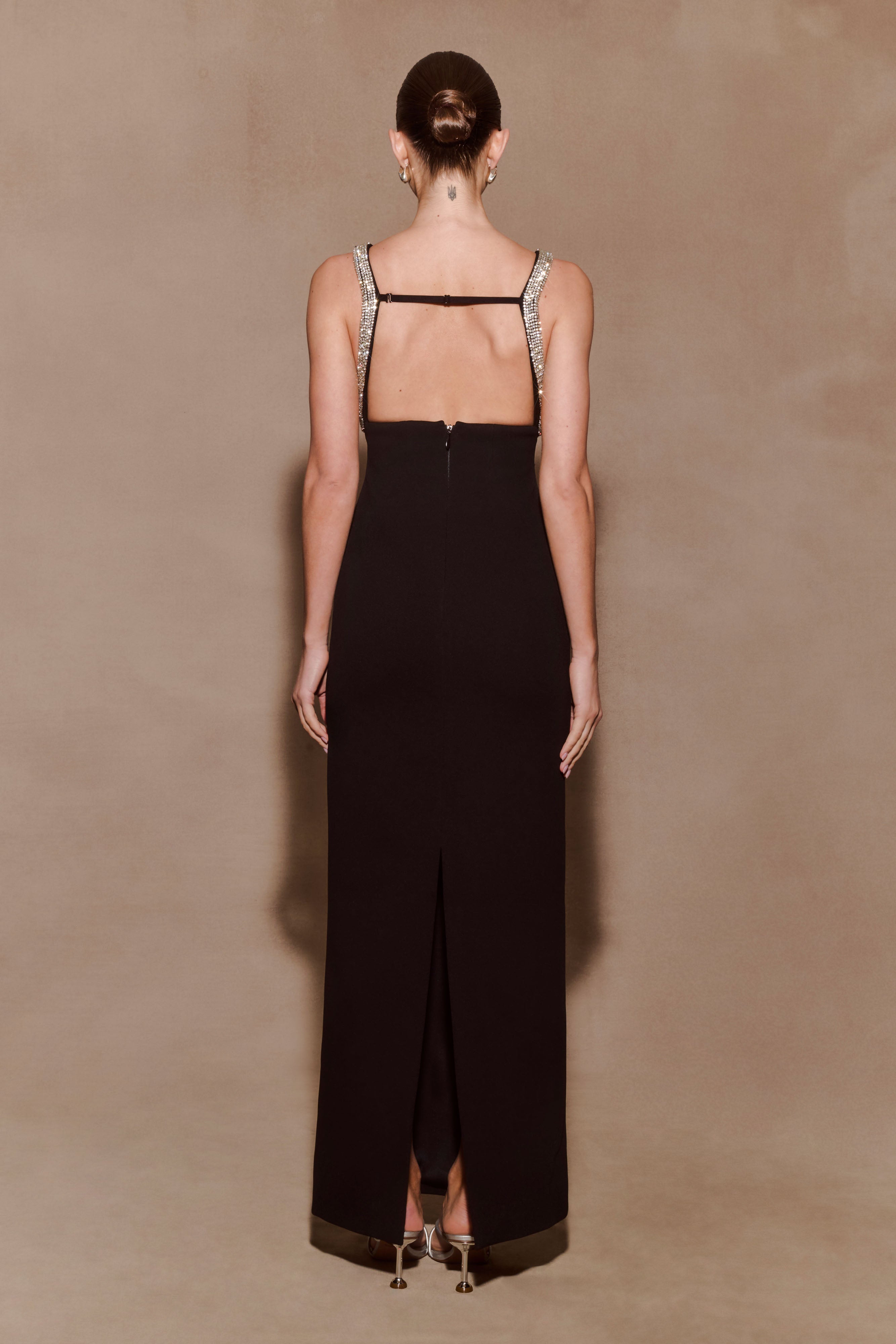 Lorde Embellished Crepe Maxi Dress - Black