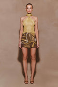 Asher Hand Beaded Abstract Mini Skirt - Gold