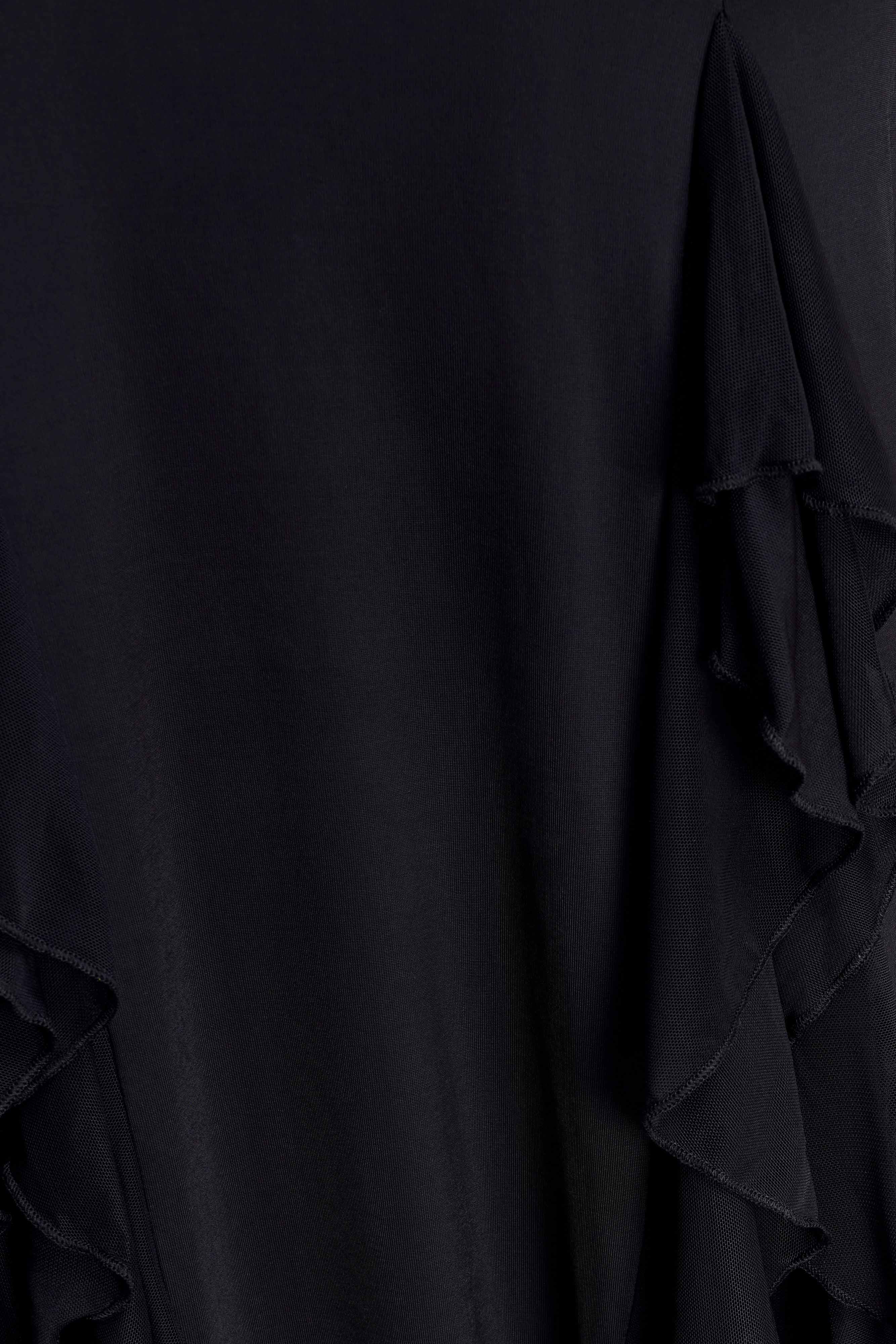Etta Ruffle Slinky Maxi Dress - Black