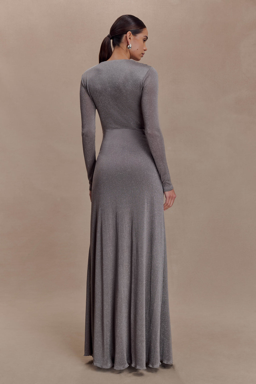 Scarlet Lurex Cowl Maxi Dress - Silver