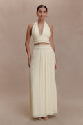 Amaris Gathered Plisse Maxi Skirt - Lemon