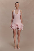 Willowmena Halter Neckline Mini Dress With Tubed Hem - Baby Pink