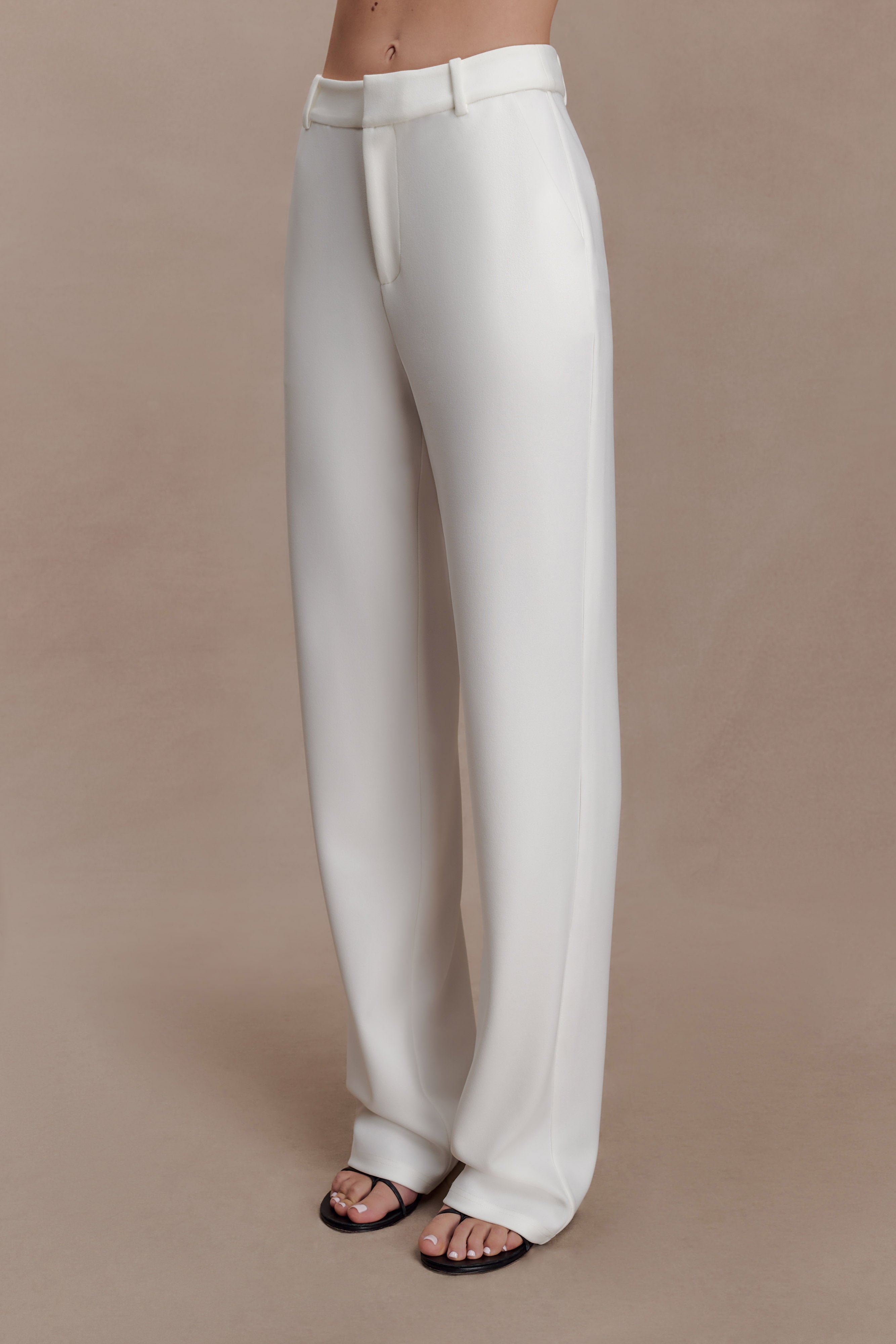 Maude Crepe Straight Leg Pants - Ivory