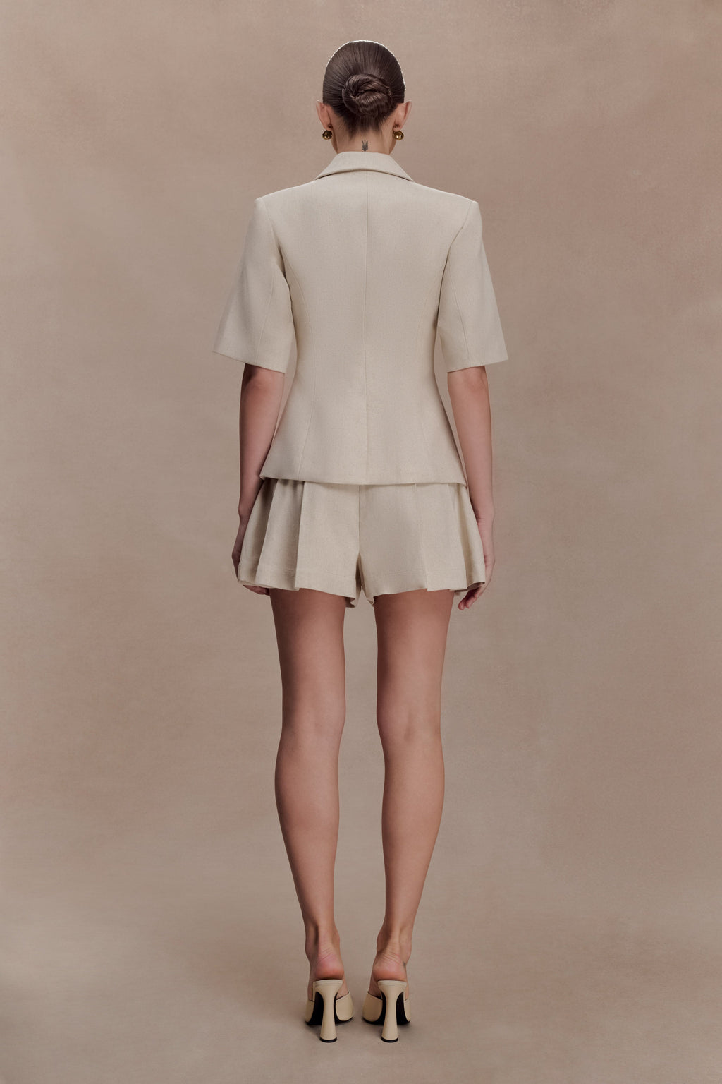 Martine Pleated Linen Short - Natural