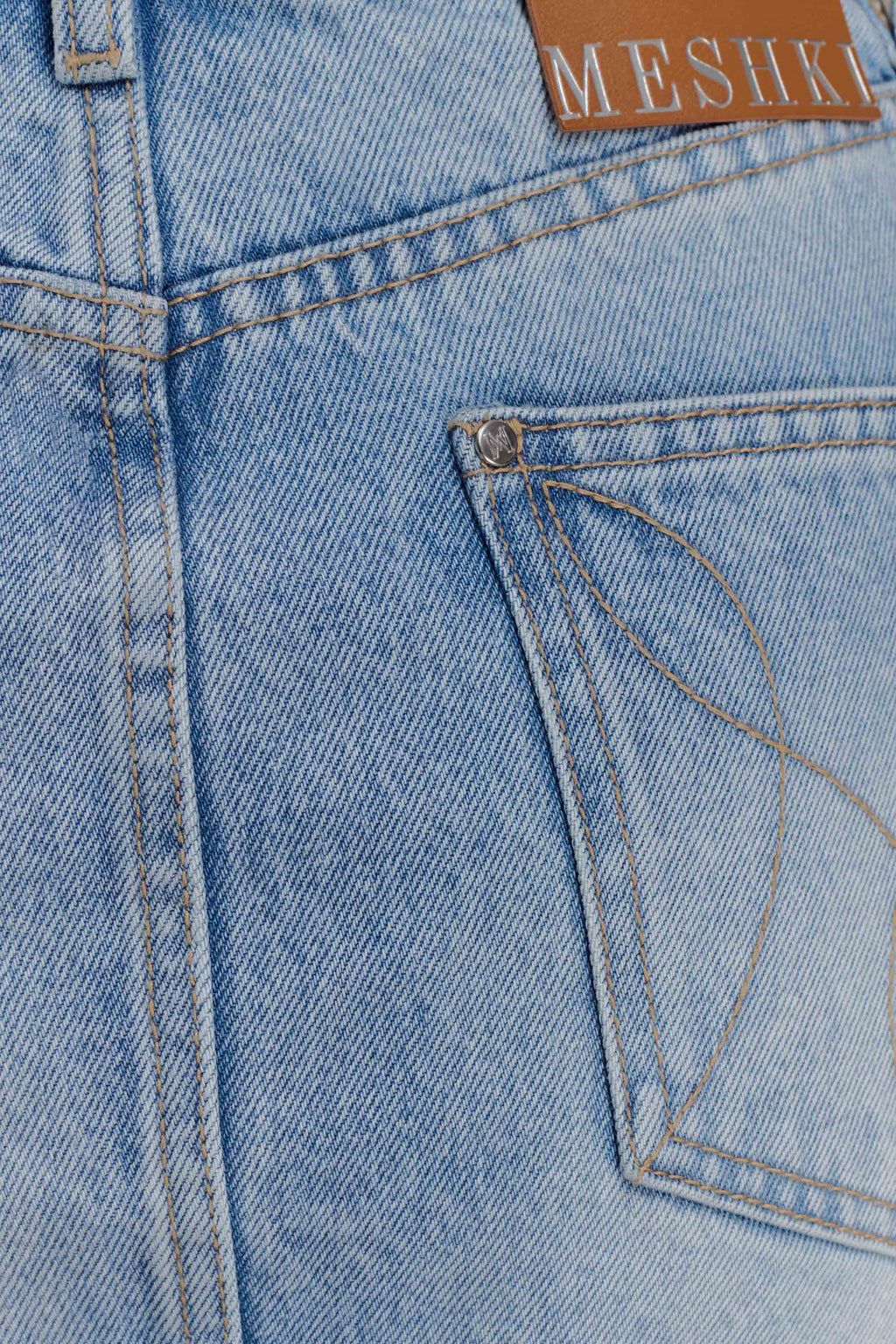 Lakoda Cuffed Denim Mini Skirt - Washed Light Blue