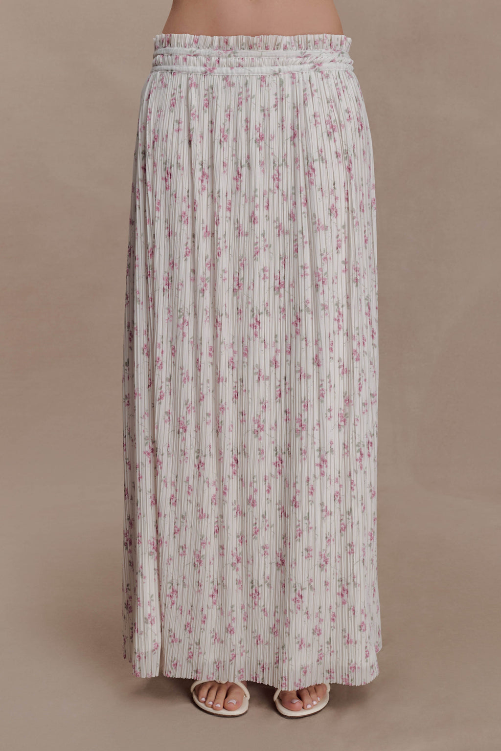 Amaris Gathered Plisse Maxi Skirt - Floral Ditsy Print