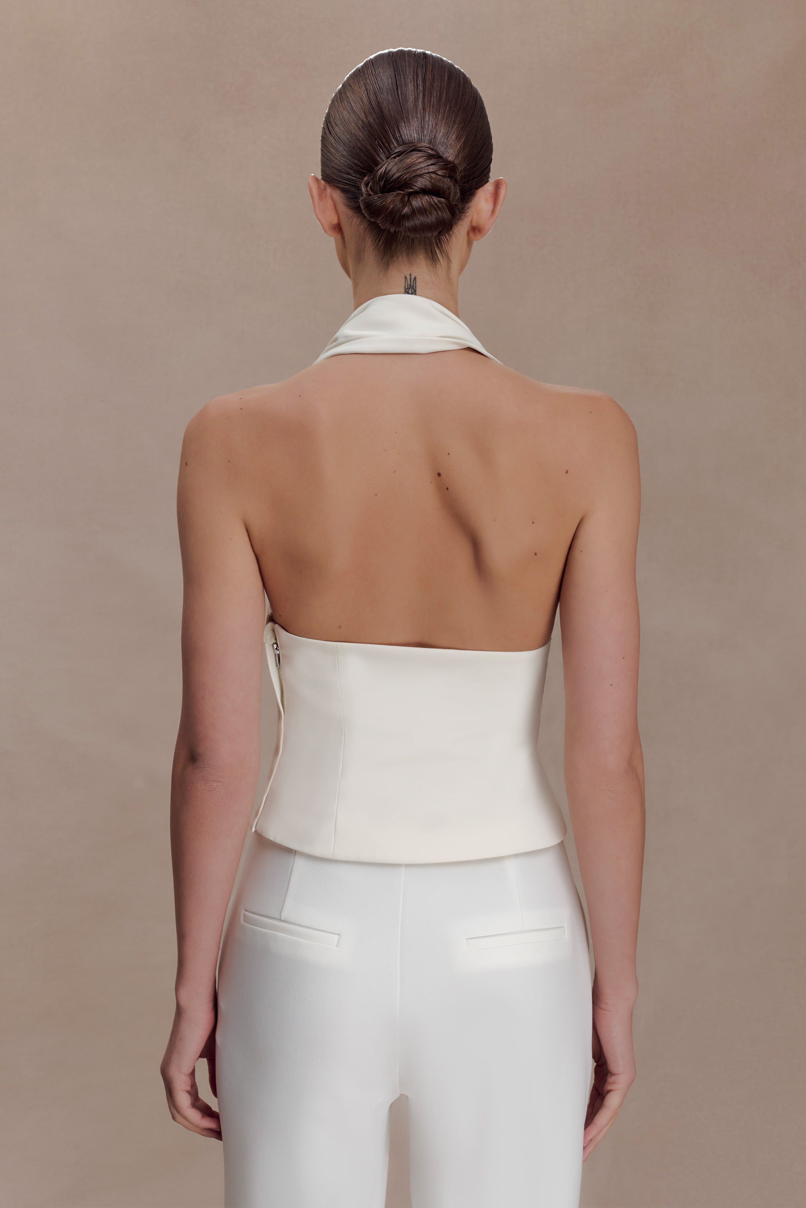Marina Halter Top With Hardware - Ivory