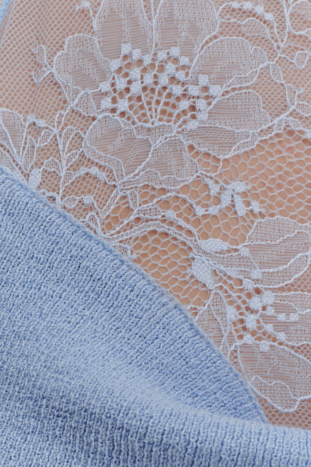 Lucy Lace And Knit Halter Top - Cornflower Blue