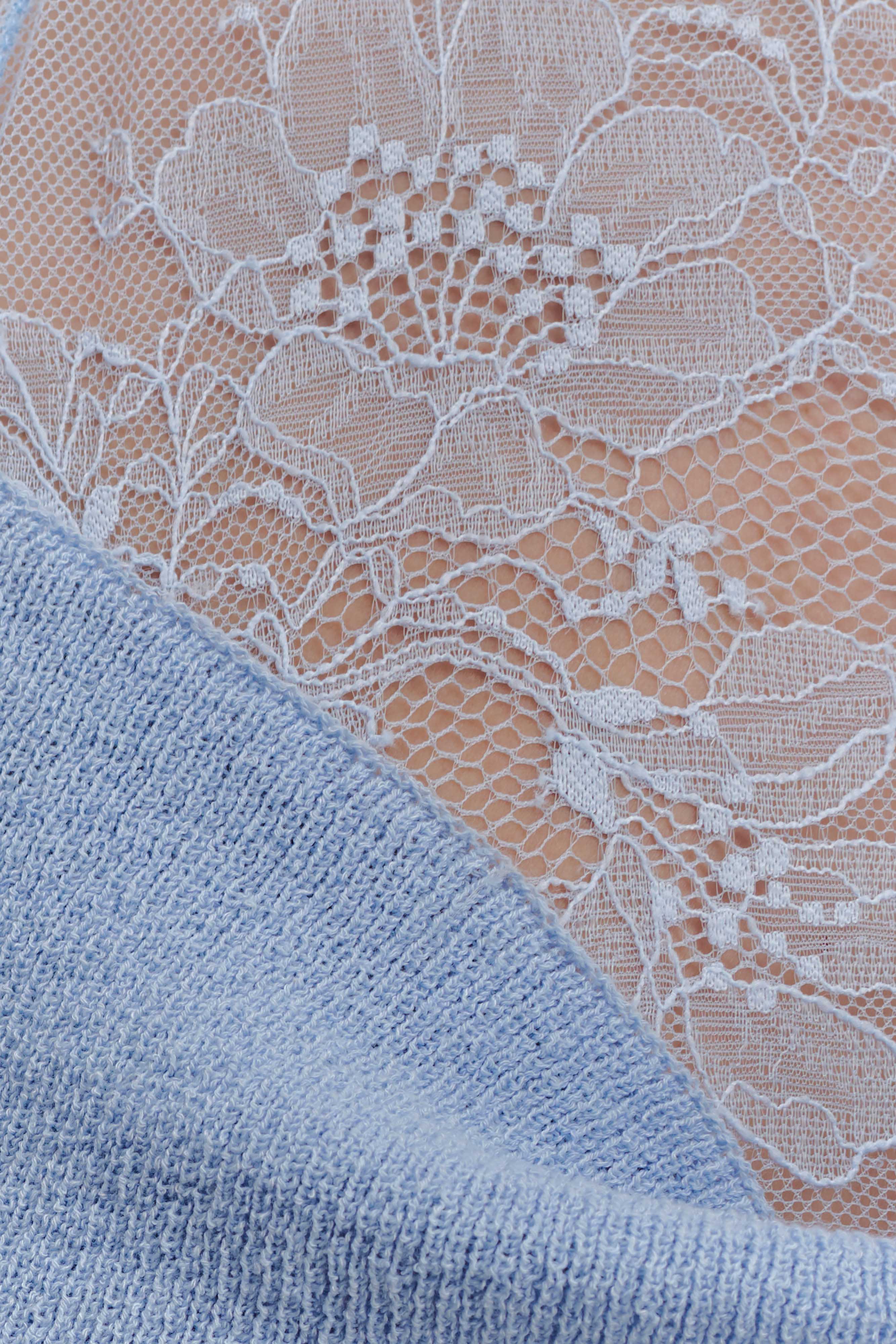 Lucy Lace And Knit Halter Top - Cornflower Blue