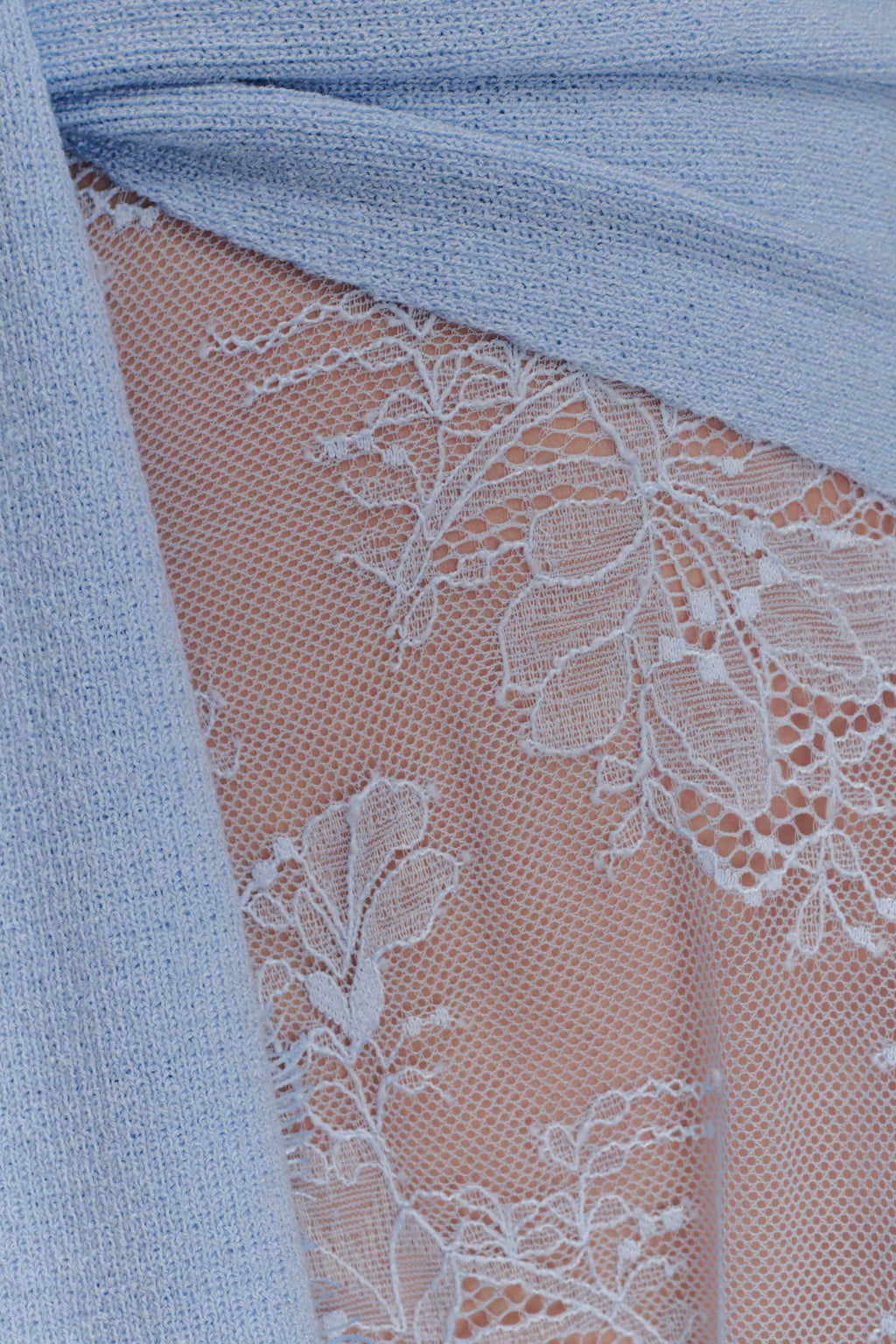 Lucy Lace And Knit Skirt - Cornflower Blue