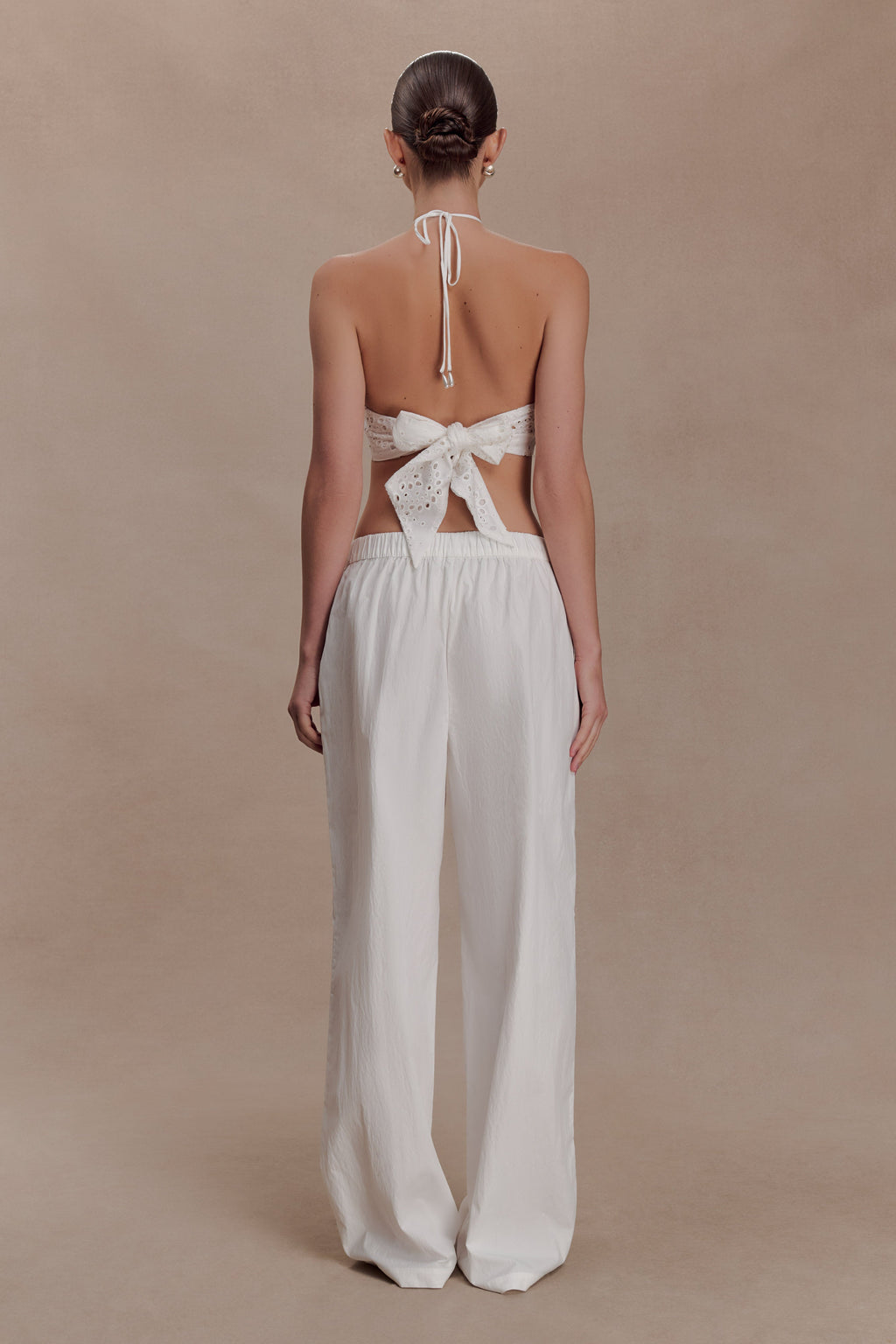Kensley Broderie Halter Top - White