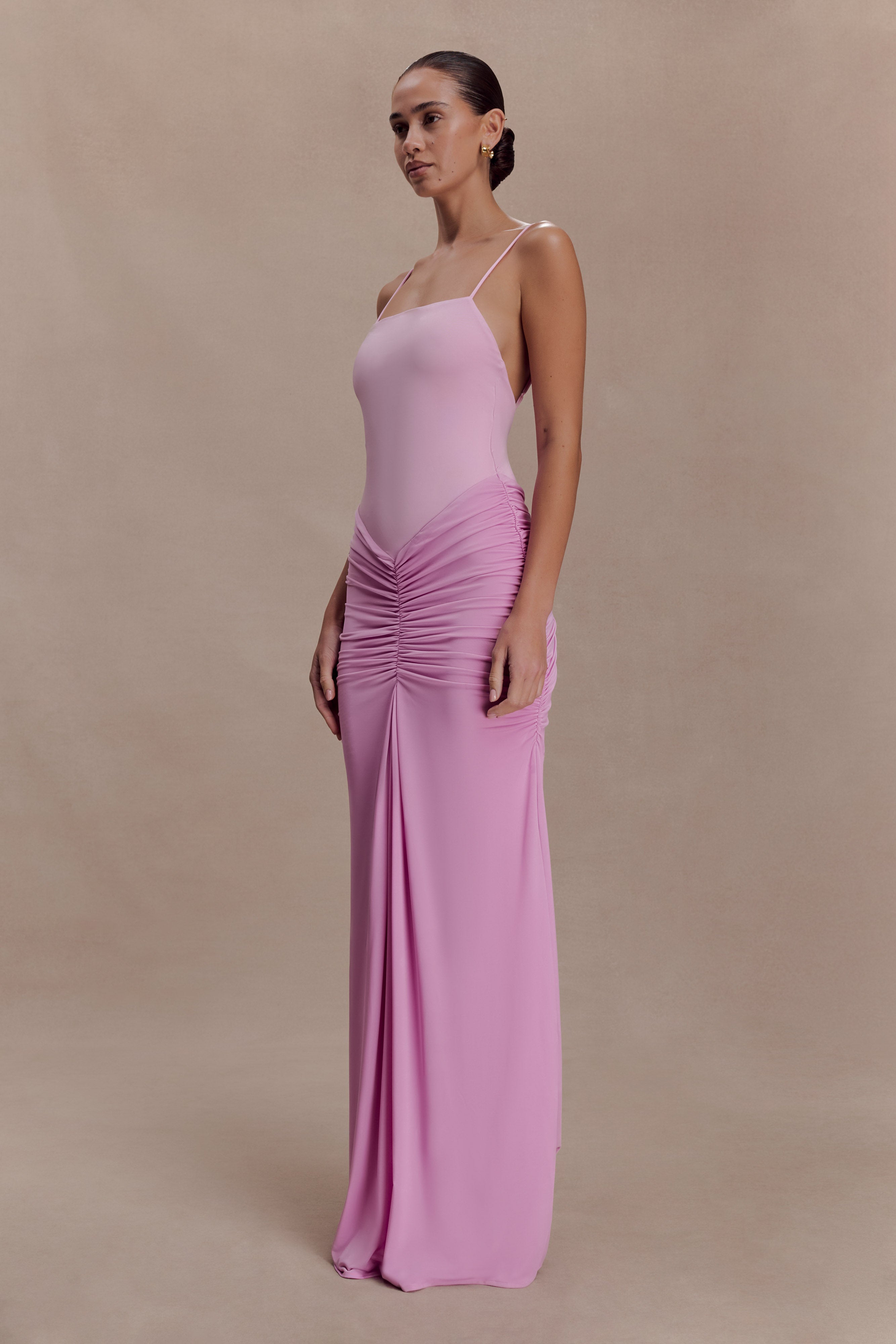 Roisin Slinky Maxi Dress - Powder Pink