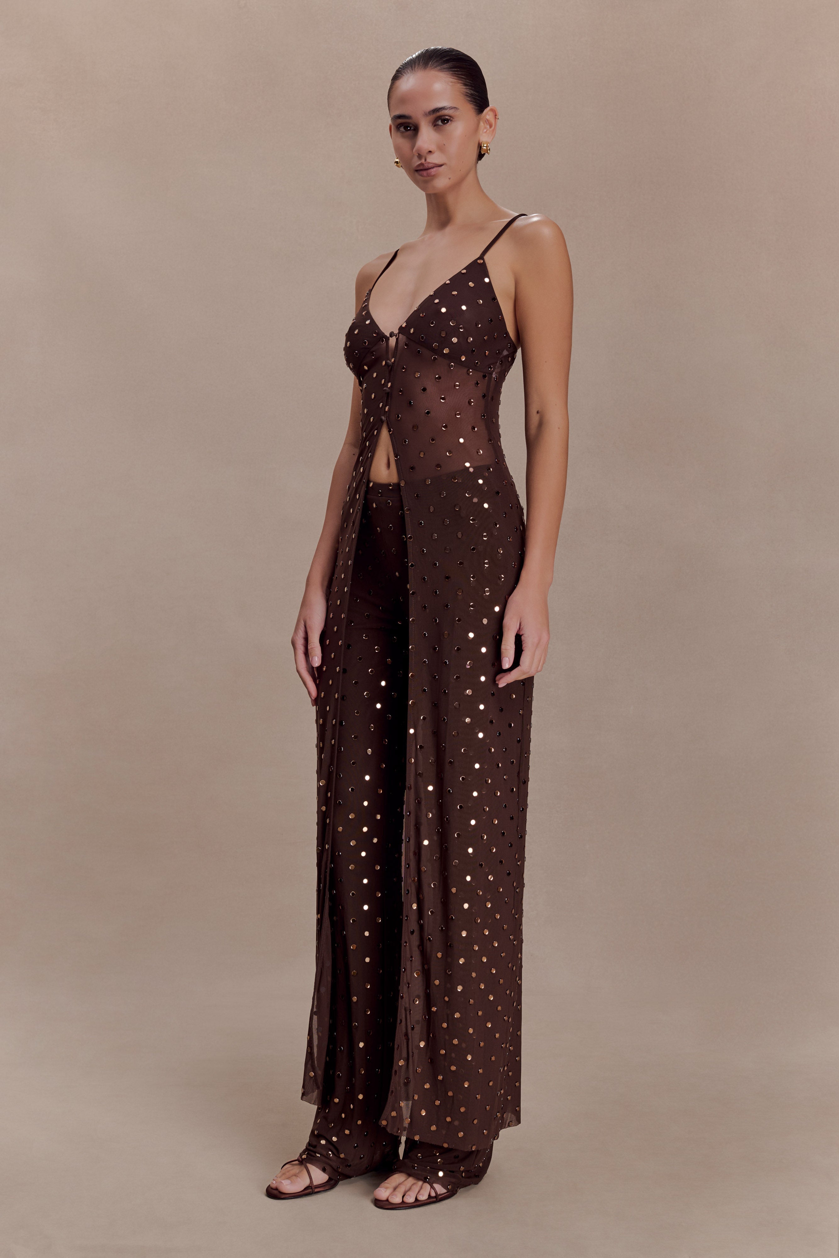 Jackie Diamante Straight Leg Pants - Chocolate