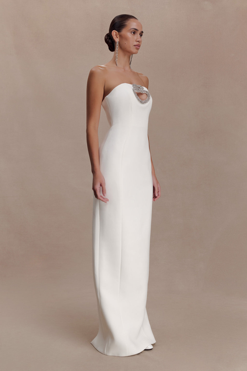 Hilda Embellished Strapless Maxi Dress - White