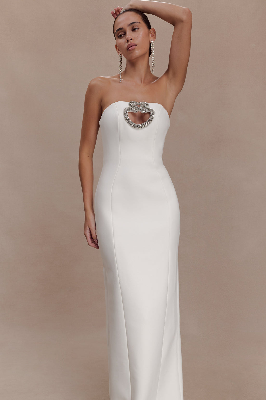 Hilda Embellished Strapless Maxi Dress - White