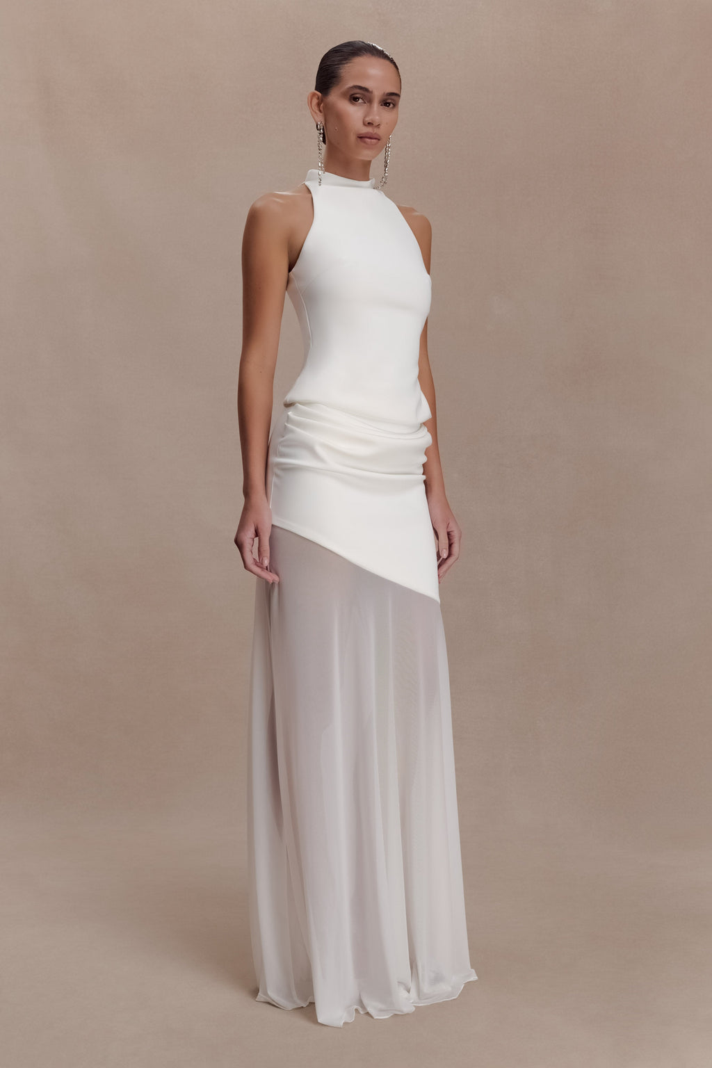 Portia Scuba Sleeveless Top - White