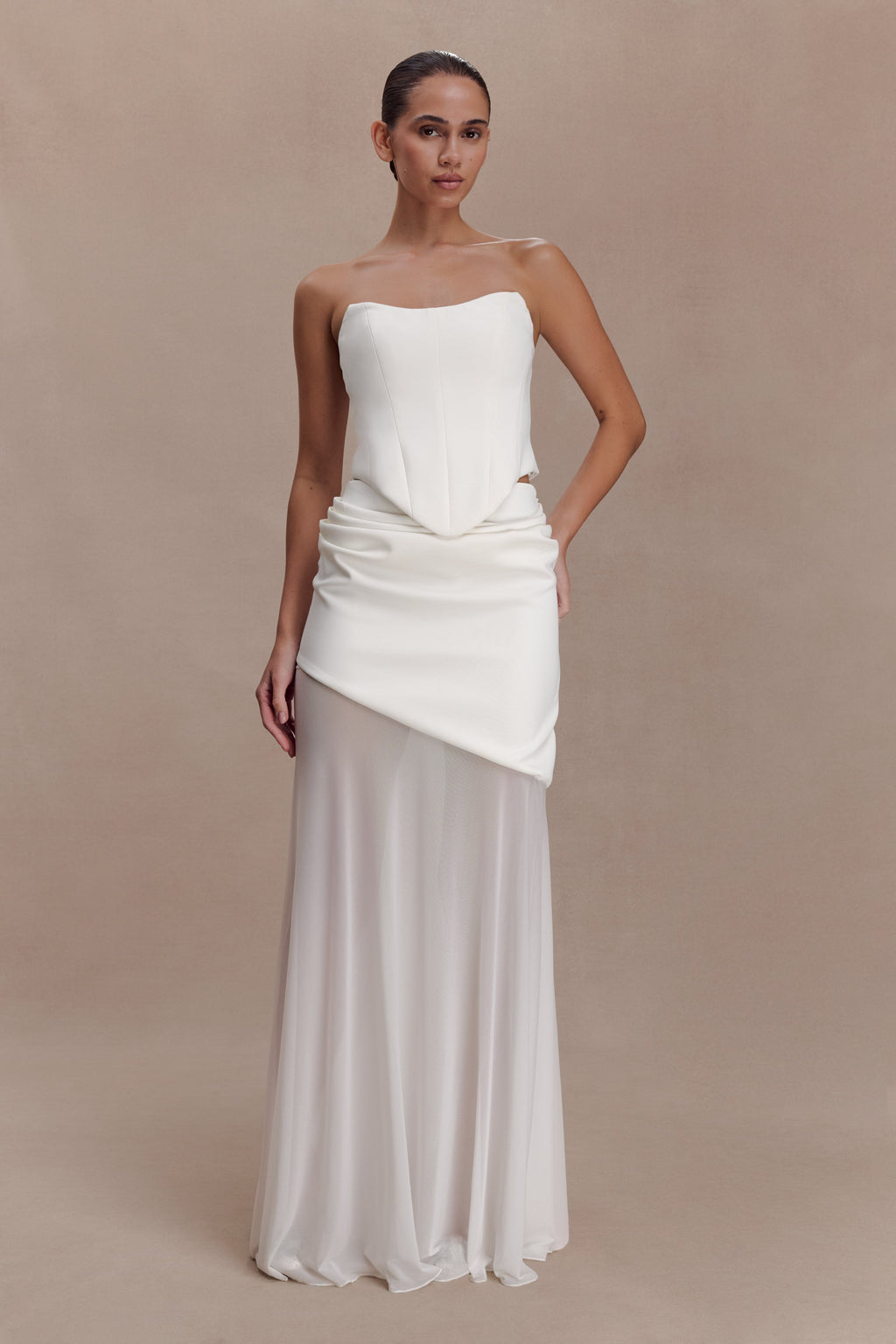 Karina Strapless Scuba Corset  - White