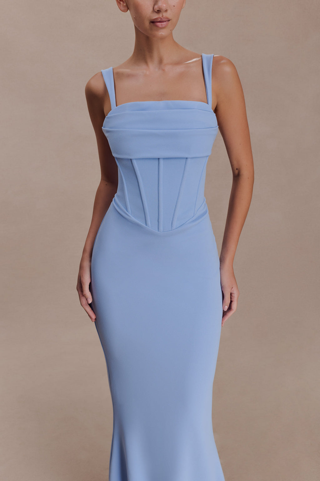 Luella Crepe Corset Maxi Dress - Cornflower Blue