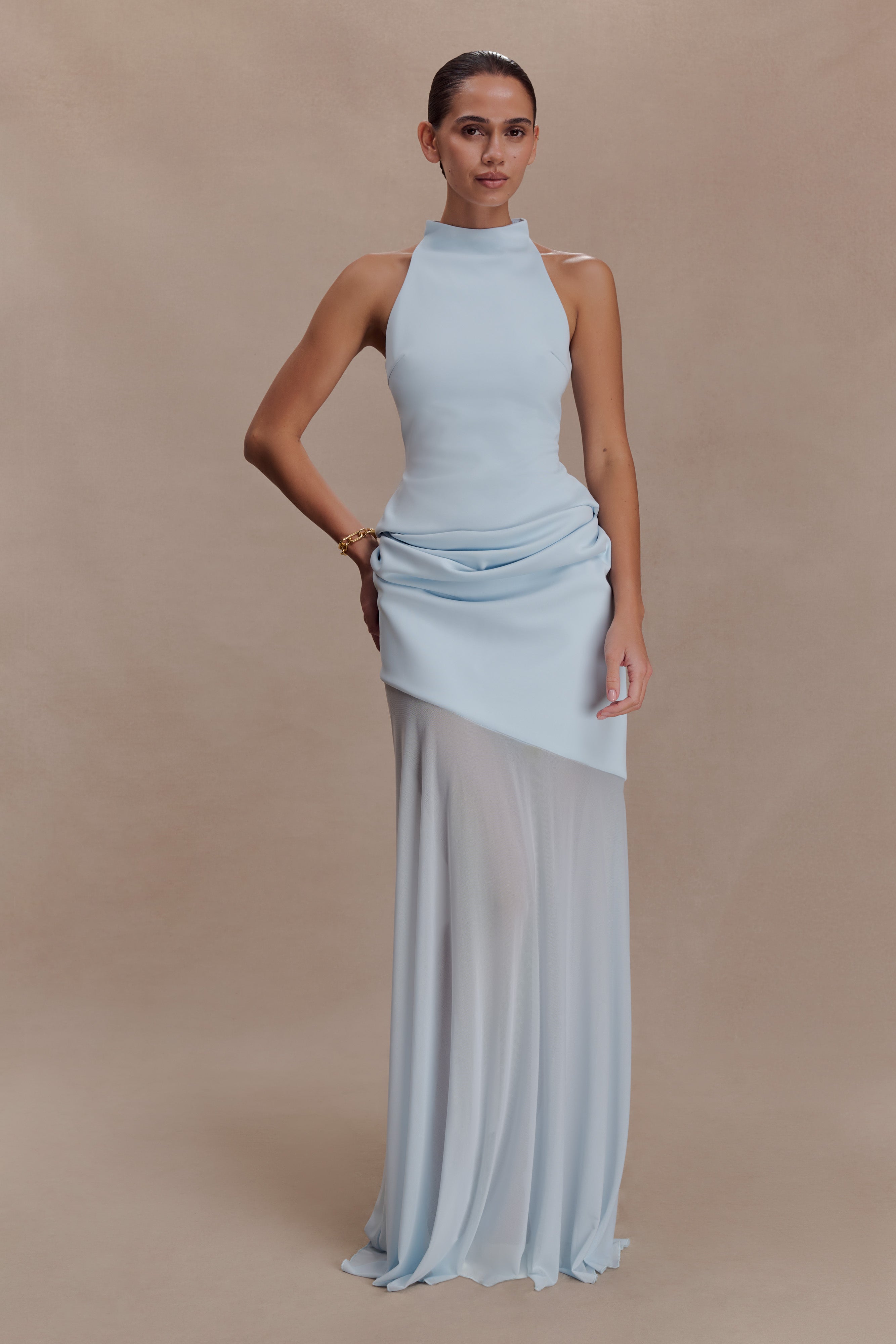 Portia Scuba Sleeveless Top - Pale Blue