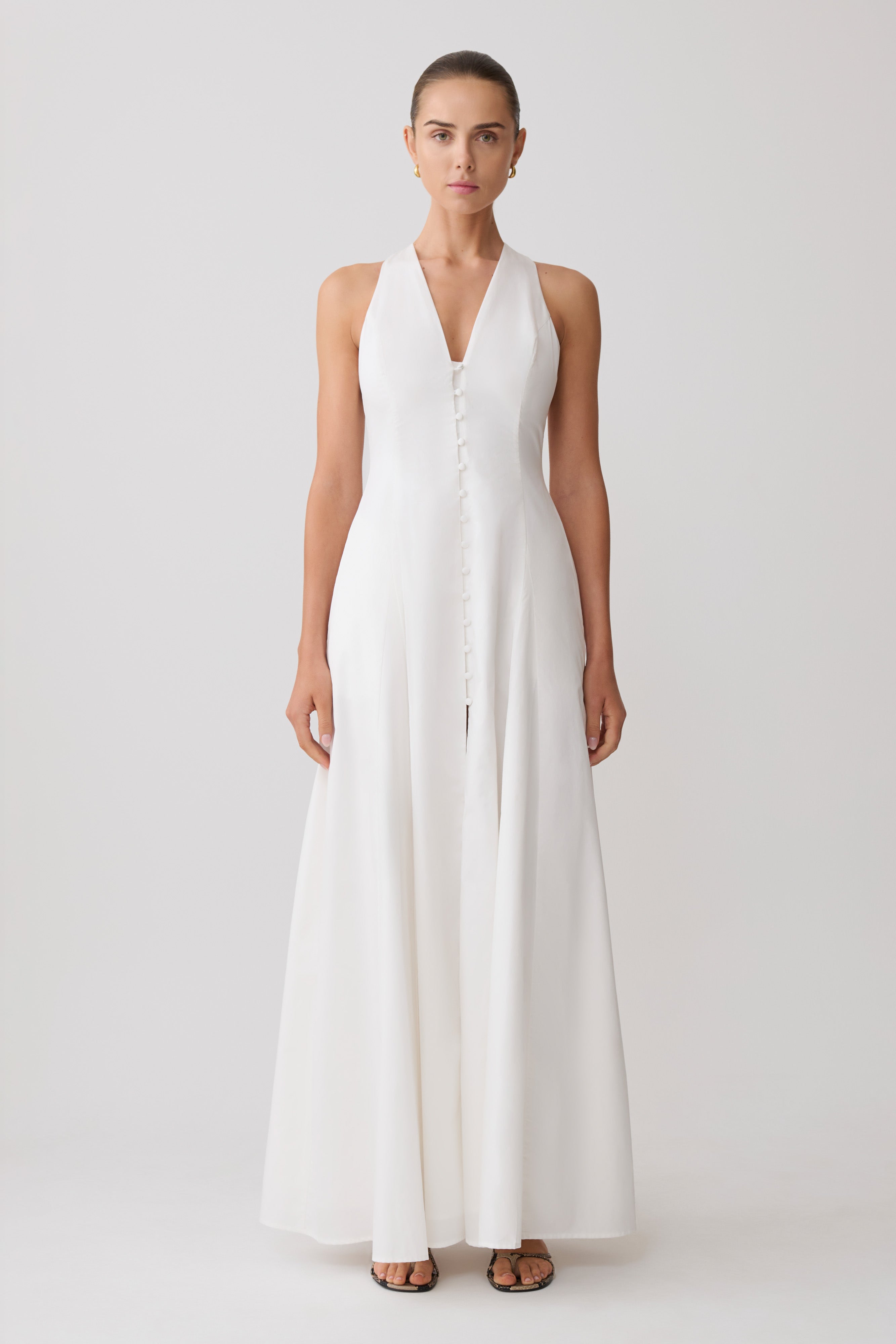 Sienna Button Down Maxi Dress - White